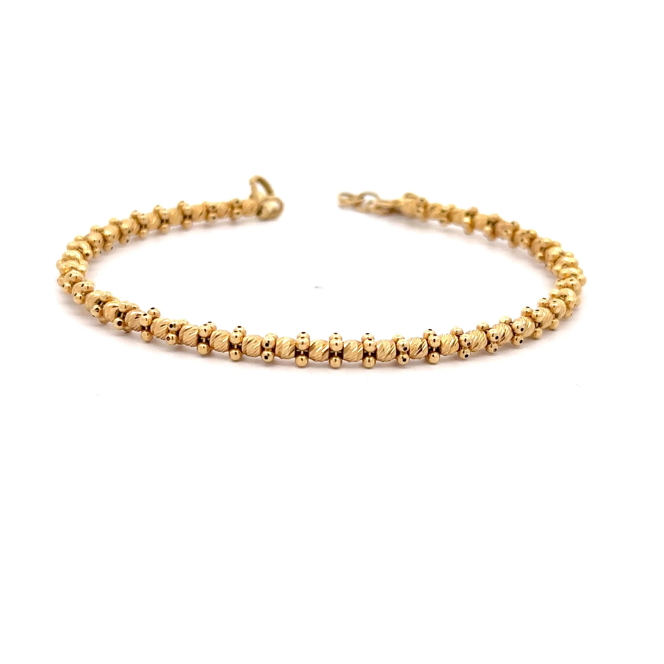 WD863  14kt gold single row cut beaded cuff bracelet