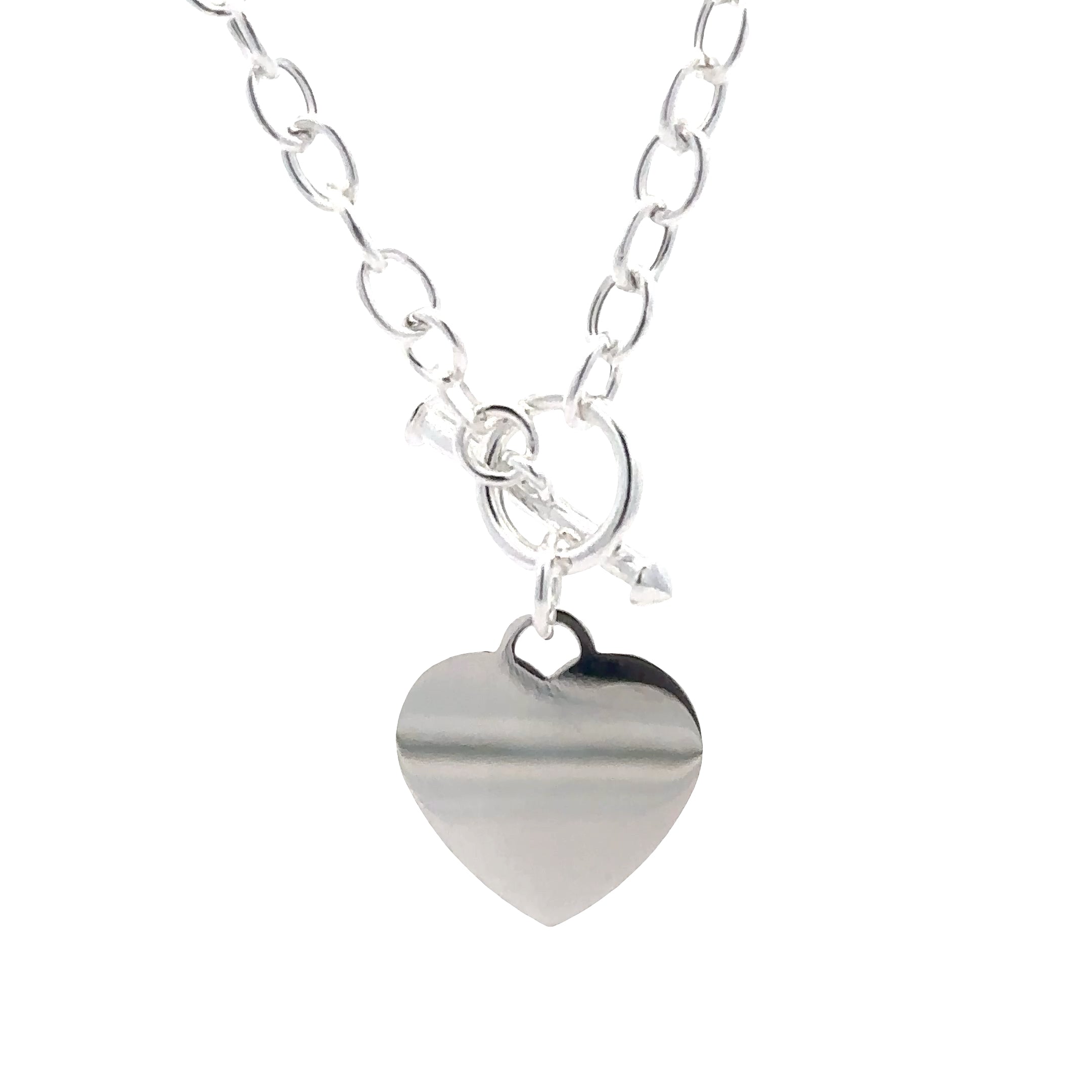SSICB301-17 Sterling Silver 4.5mm Oval Link Necklace with Engraveable Heart