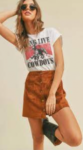 L367TSTW100w Honestee Long Live Cowboys Graphic Roll Up Sleeve Tee