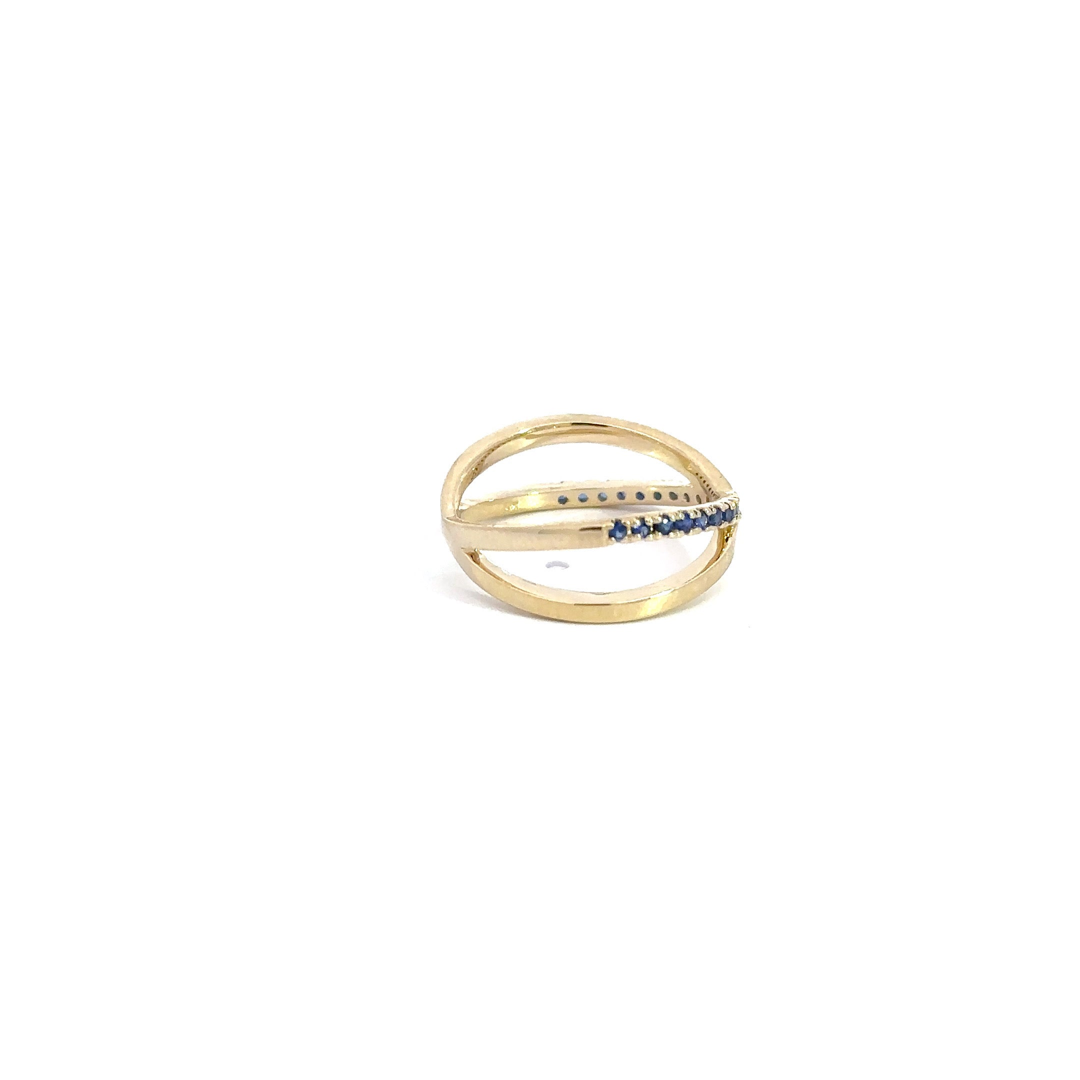 WD1198 14KT GOLD BLUE SAPPHIRE KISS RING