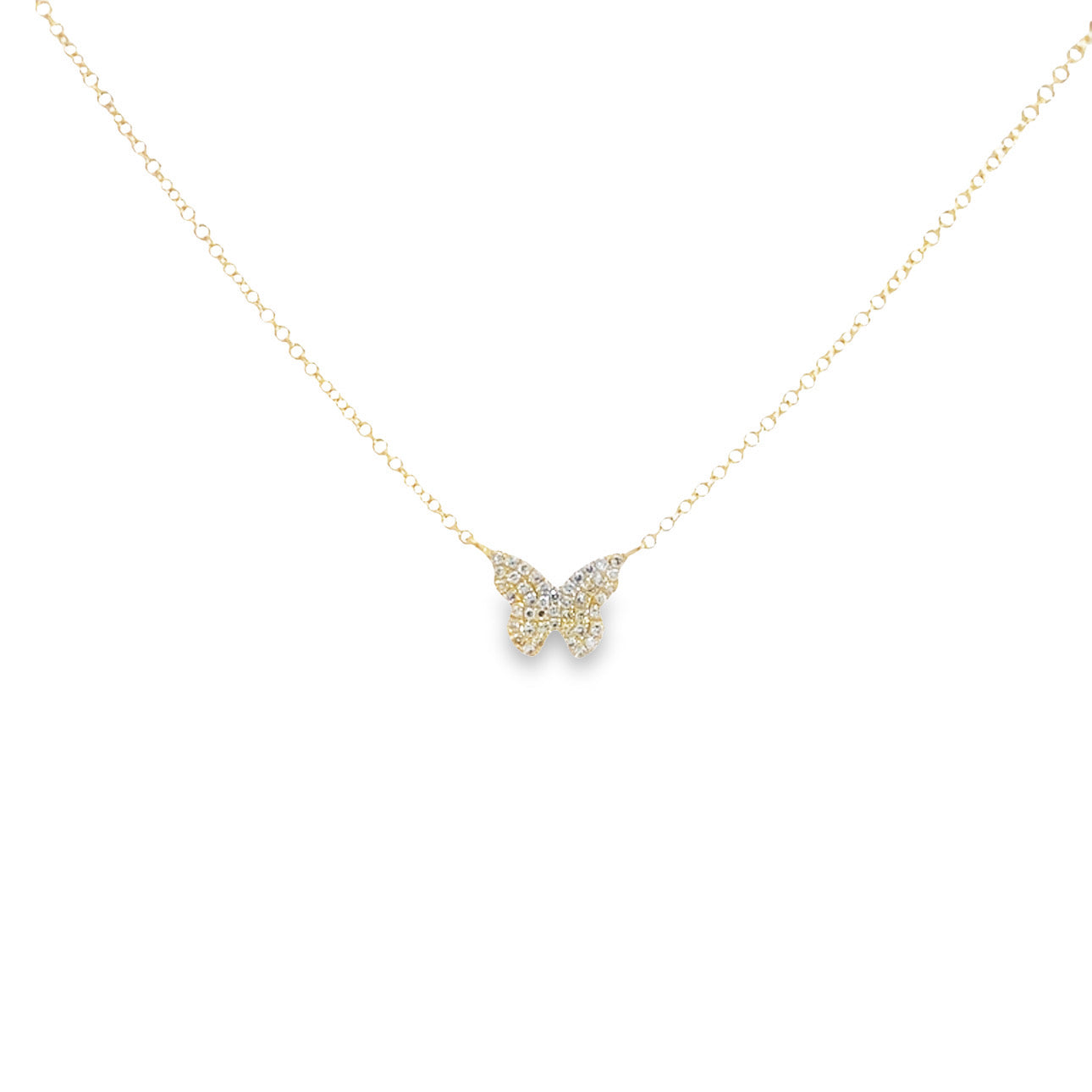 WD1101 14kt Pave diamond Butterfly Necklace