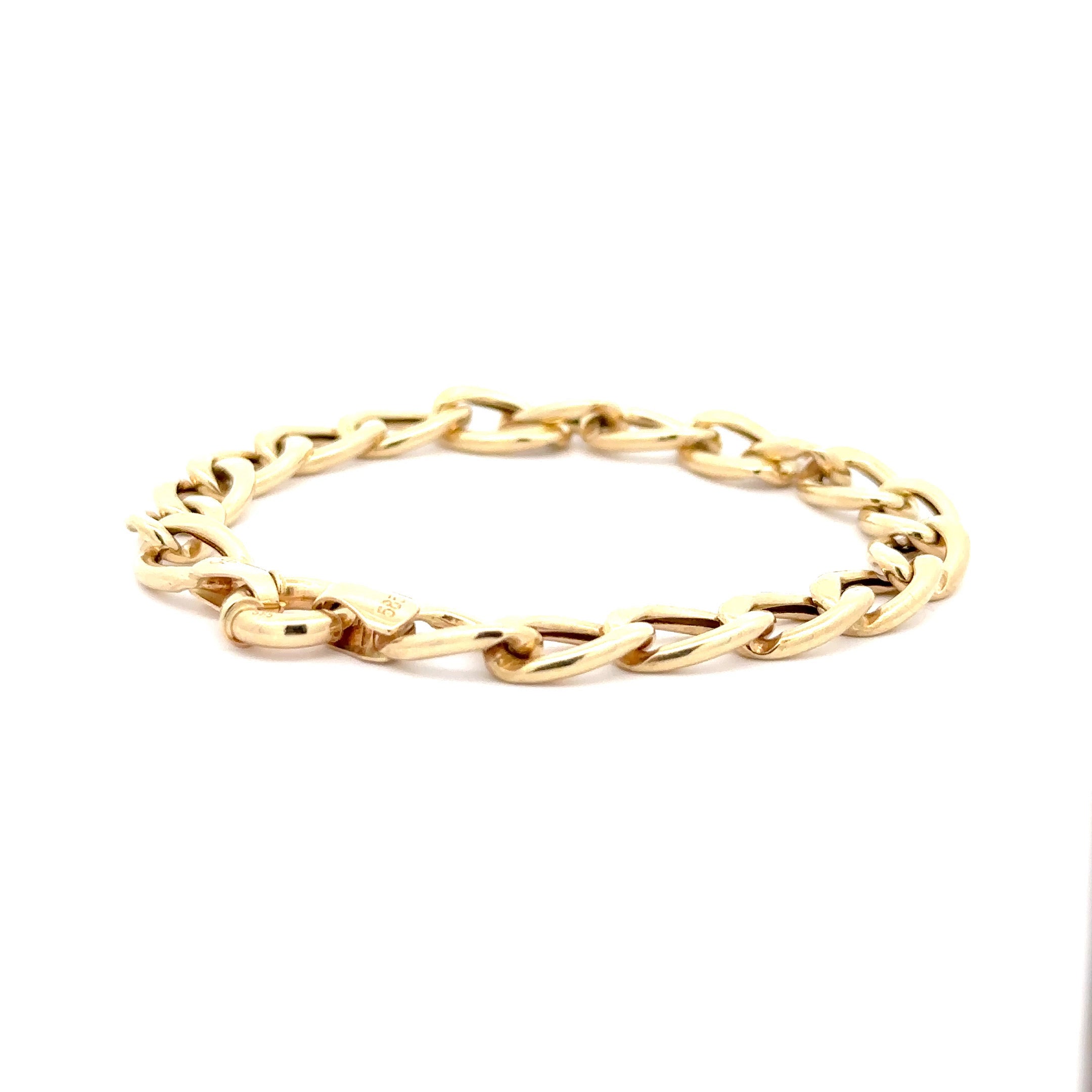 WD1178 14kt Gold Semi Hollow Large Link Bracelet