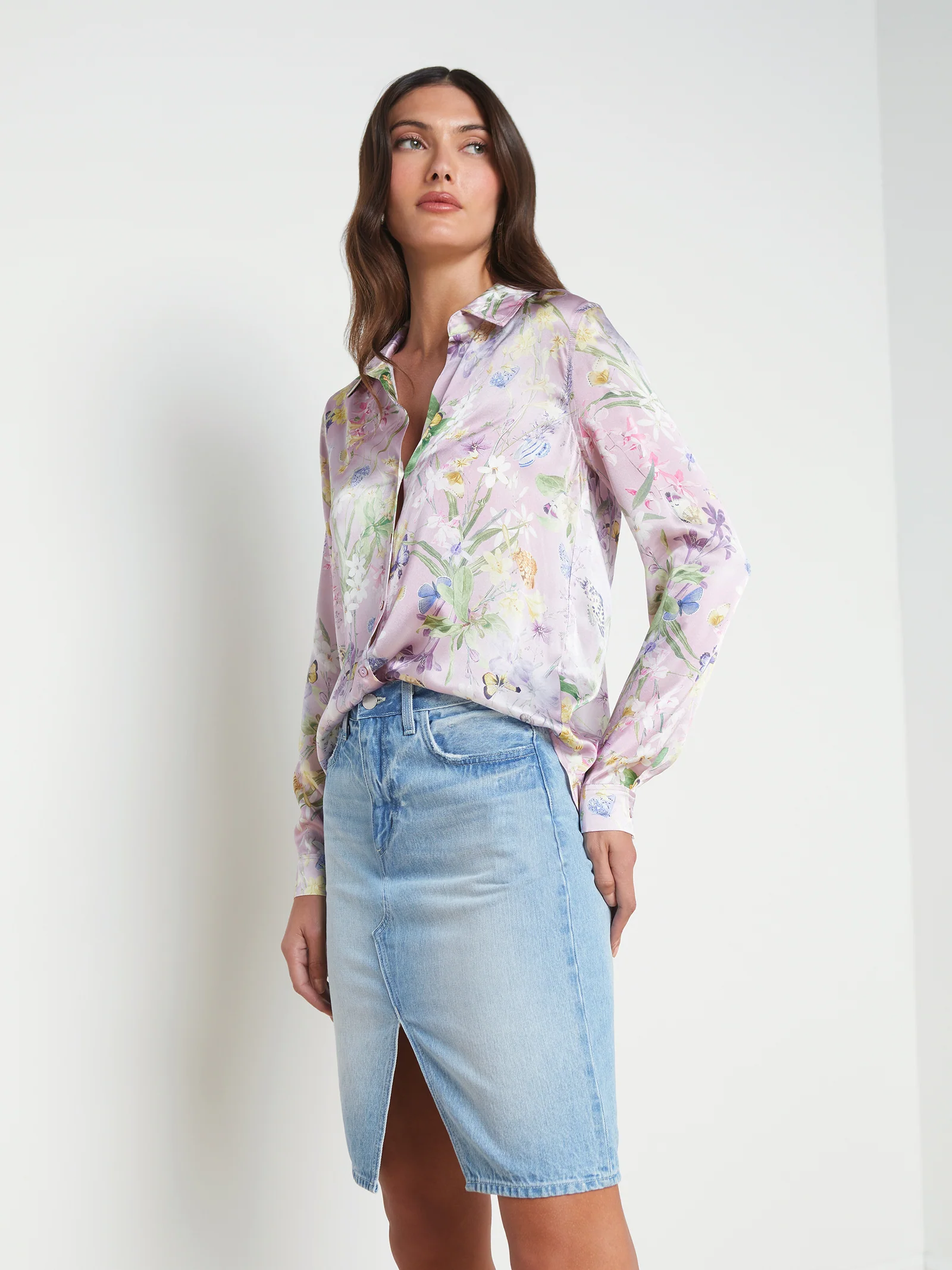 40223BAU L'AGENCE Tyler Silk Blouse