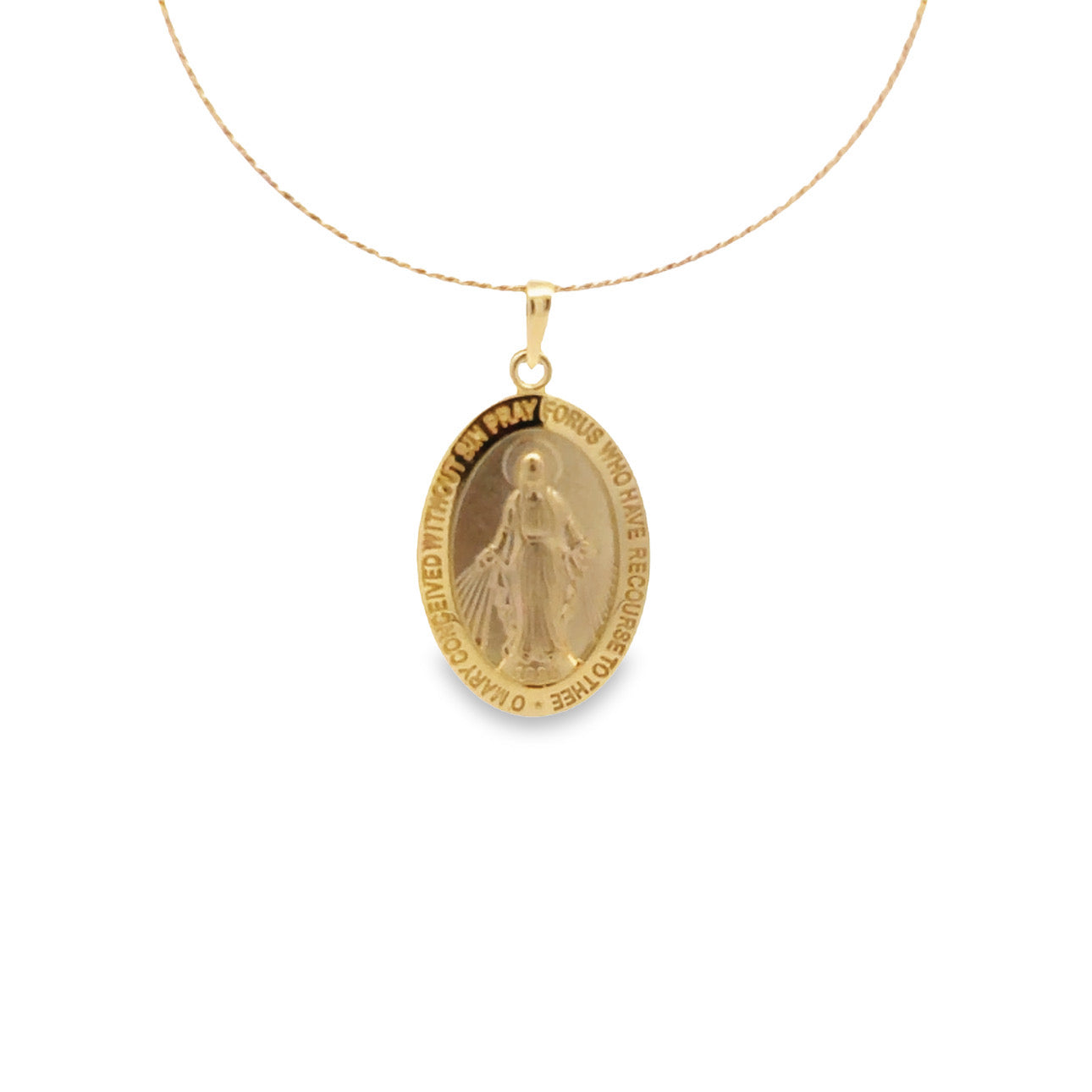 WD1175 14KT GOLD BLESSED MARY PENDANT 15x20MM