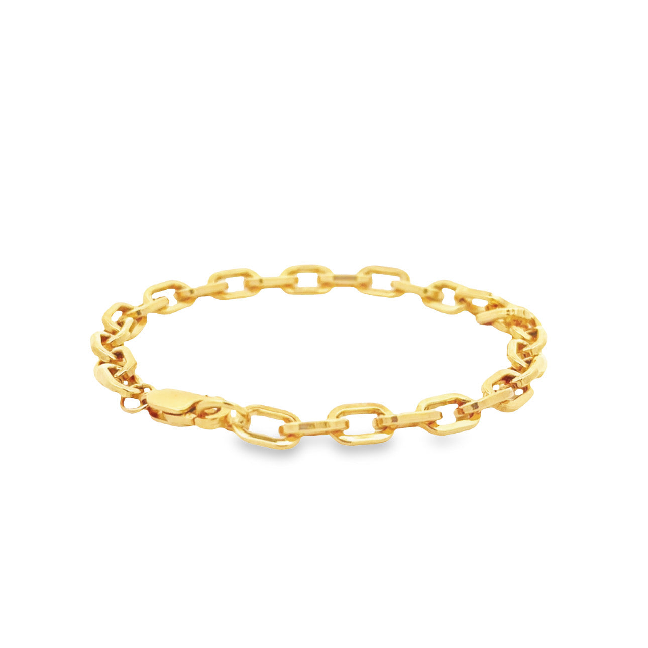 WD864 14kt Gold Textured Matte Short Paperlink Link Bracelet