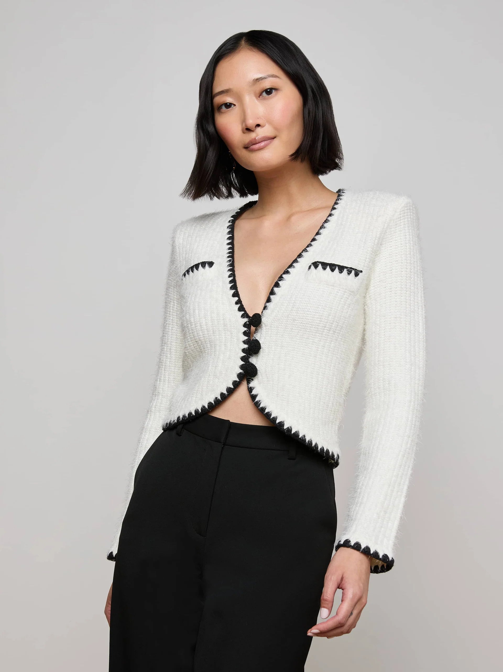 80106SPOwb L'AGENCE Anaya Knit Cardigan