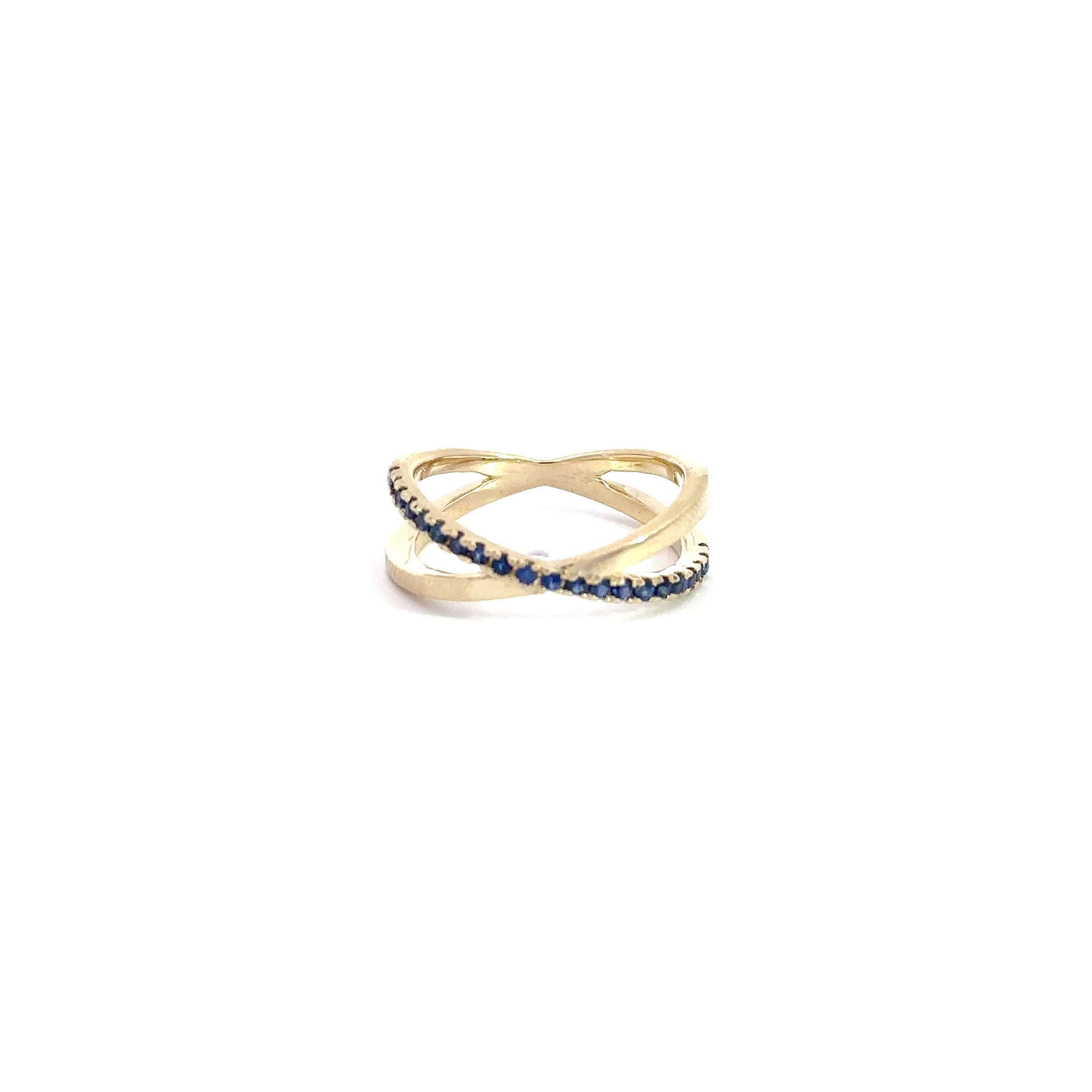 WD1198 14KT GOLD BLUE SAPPHIRE KISS RING
