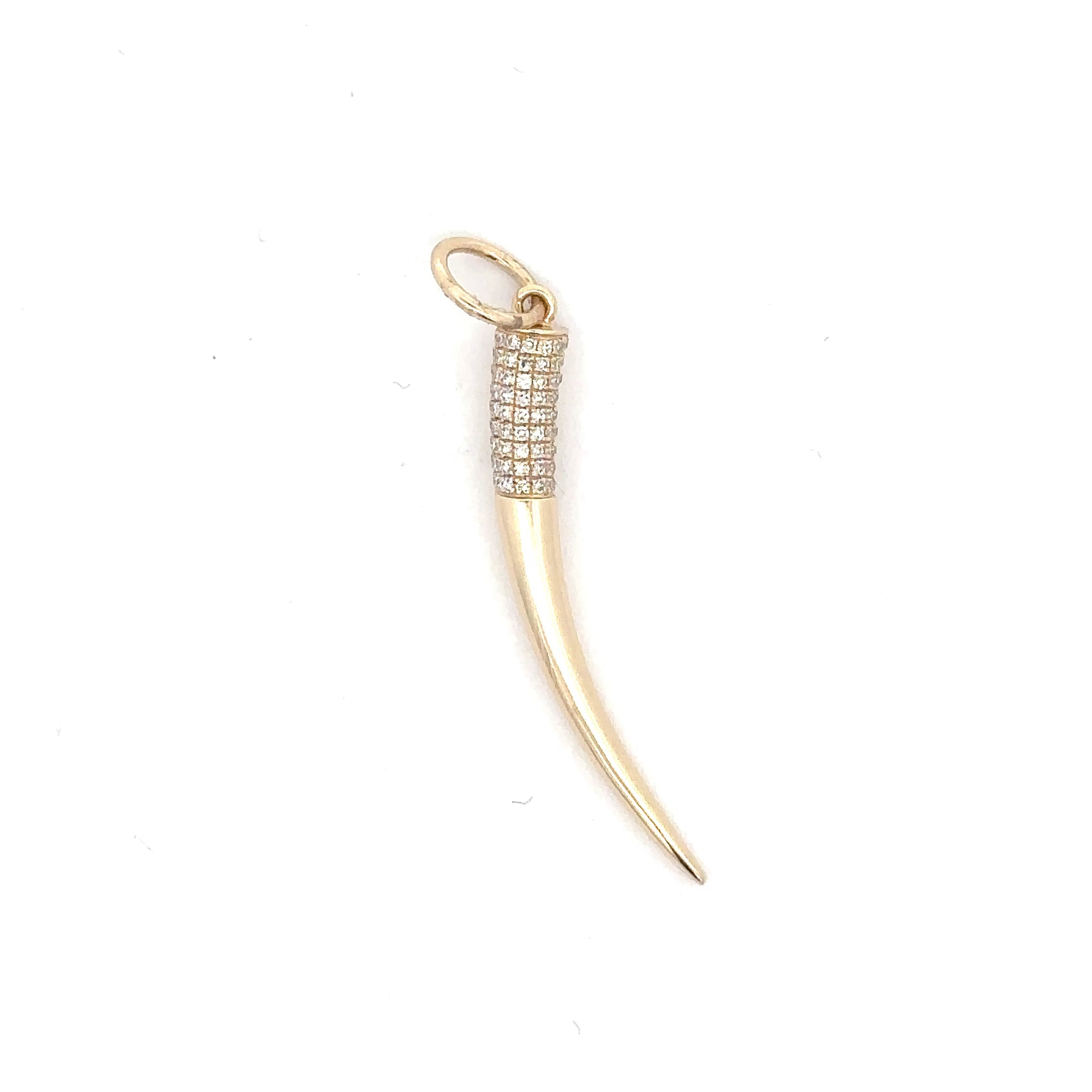 WD1799 14kt Yellow Gold Pave Diamond Horn Pendant