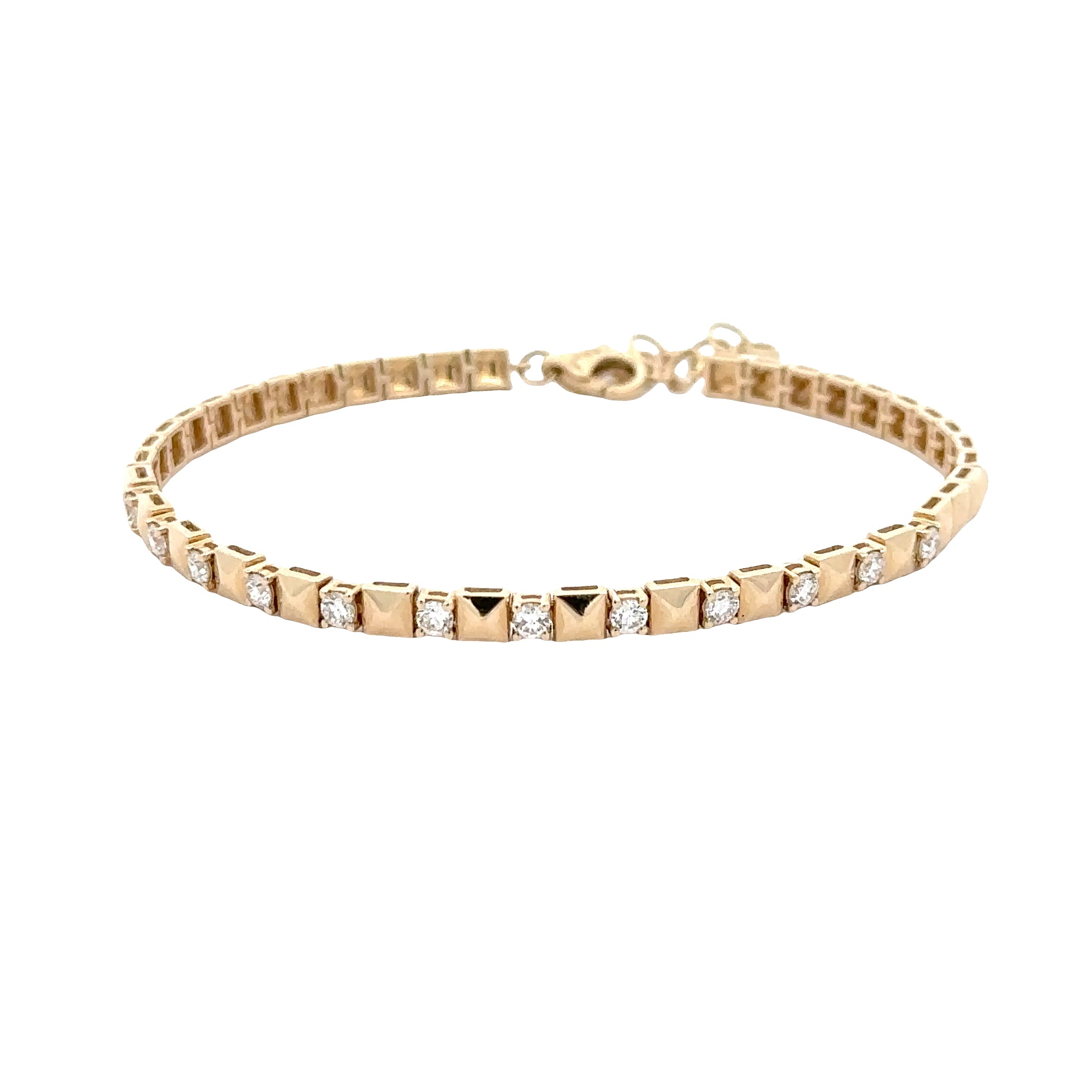 WD1894 14kt Yellow Gold Square Stud Diamond Bracelet