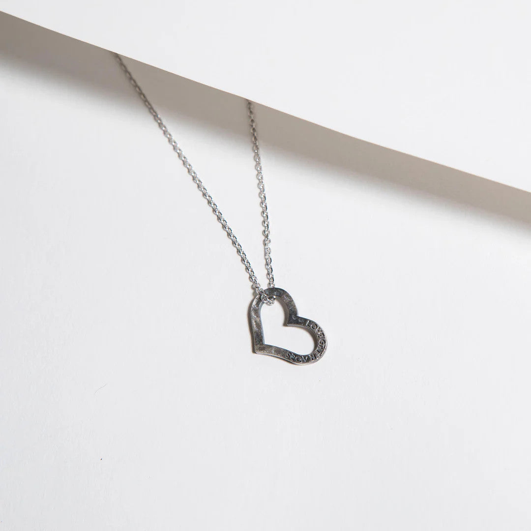 LG103 LOVE GRENADES Small open heart Necklace on 18inch chain