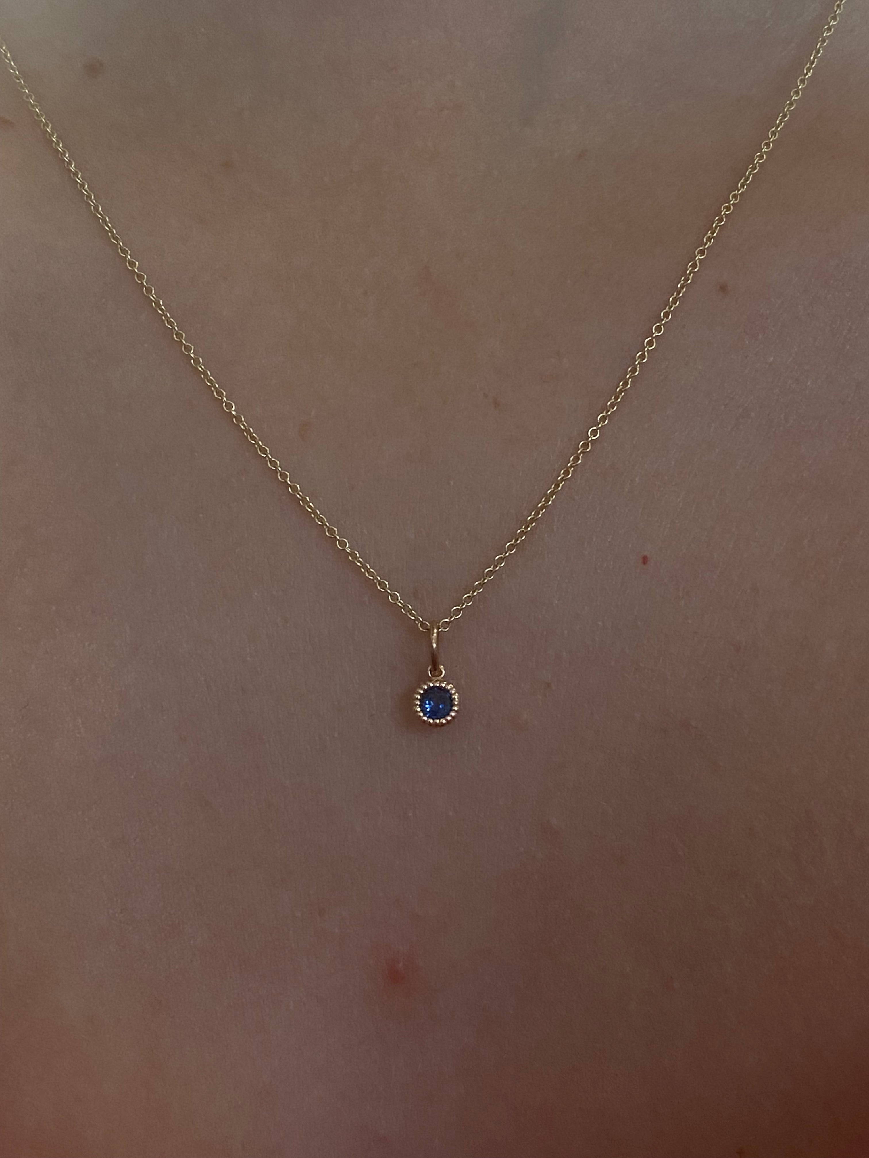 WD136 Blue Sapphire September Birthstone - 14kt Blue Sapphire Pebble charm