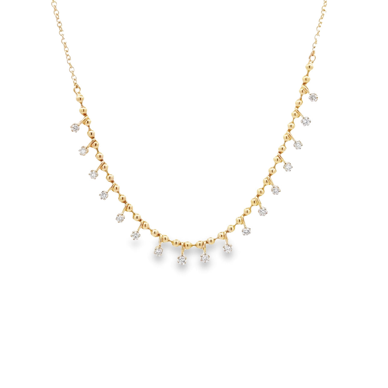 WD1252 14kt Gold Necklace with Diamond Drops