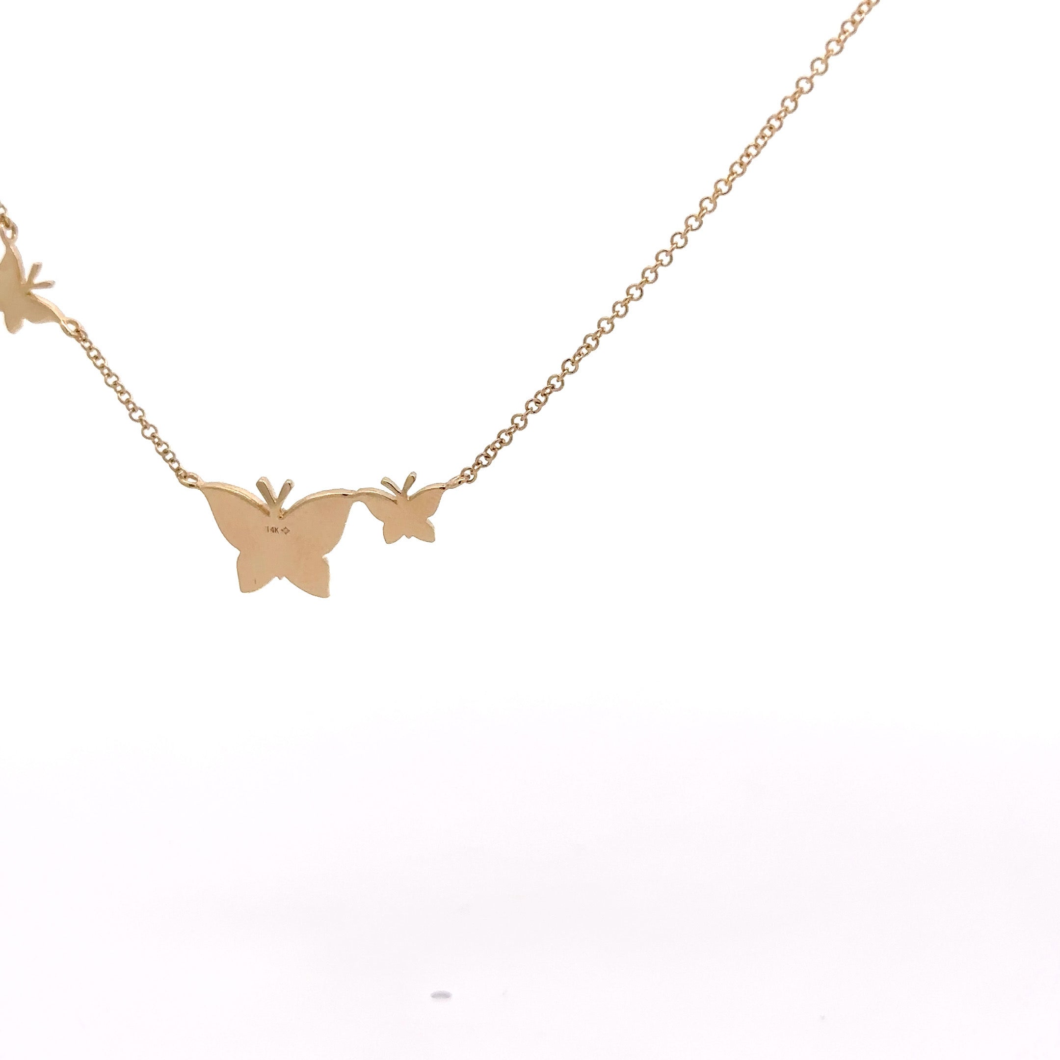 WD1207 14KT GOLD TRIPLE BUTTERFLY NECKLACE