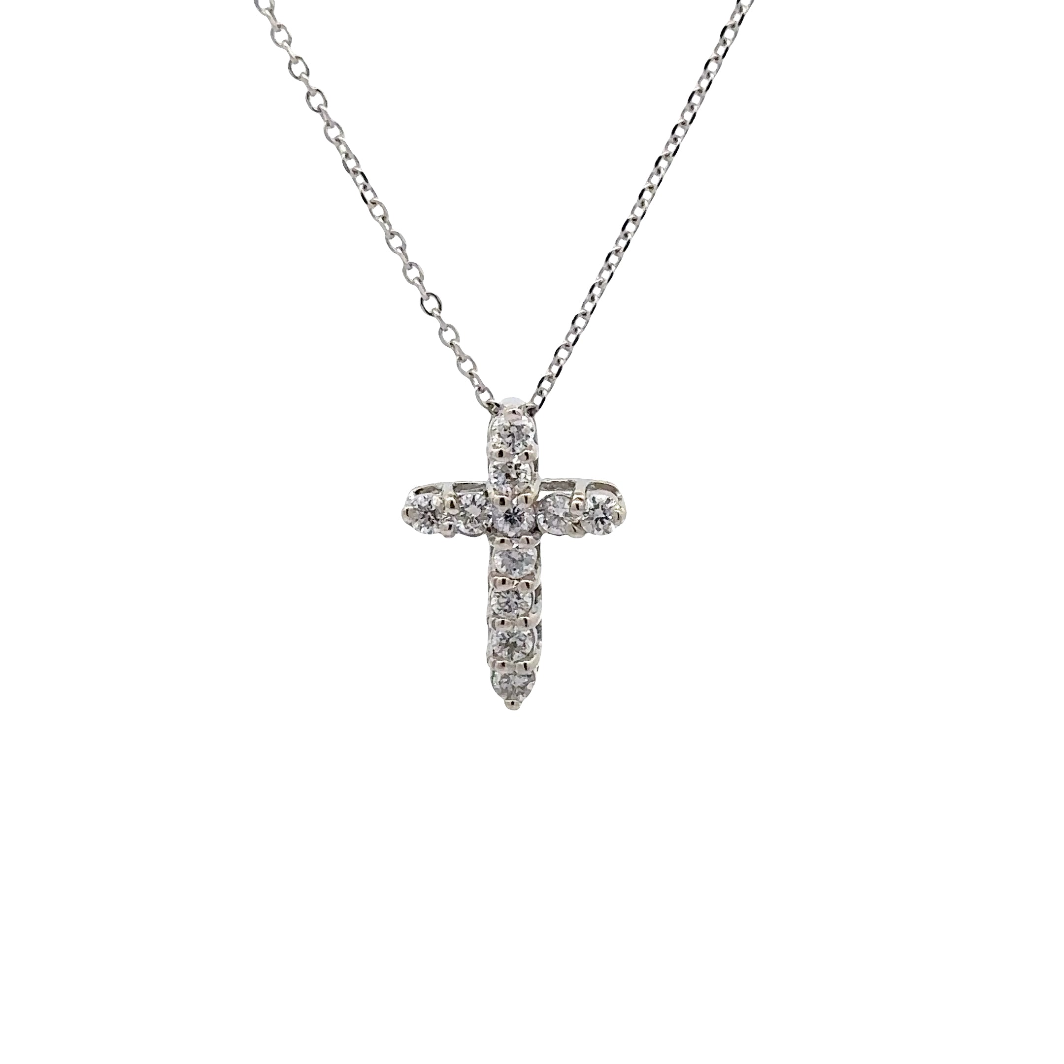 WD1880 14kt Gold Shard Prong Diamond Cross