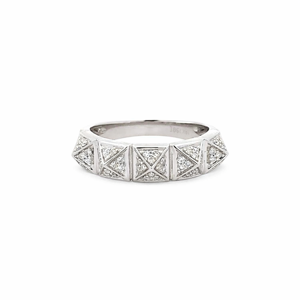 WD283963 14kt Gold Diamond Geometric Band