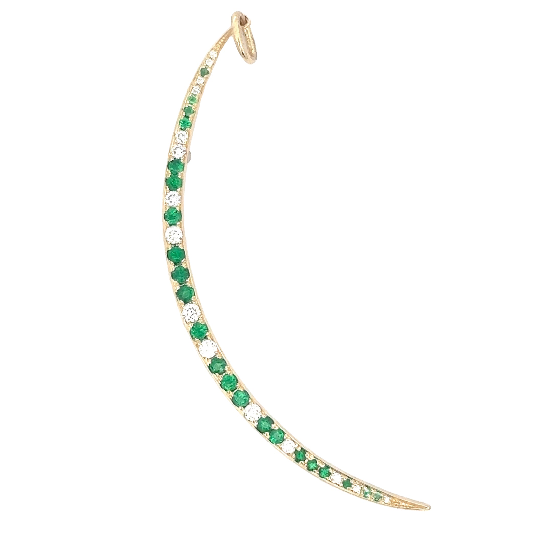 WD1802 14kt Gold Emerald and Diamond Crescent Pendant