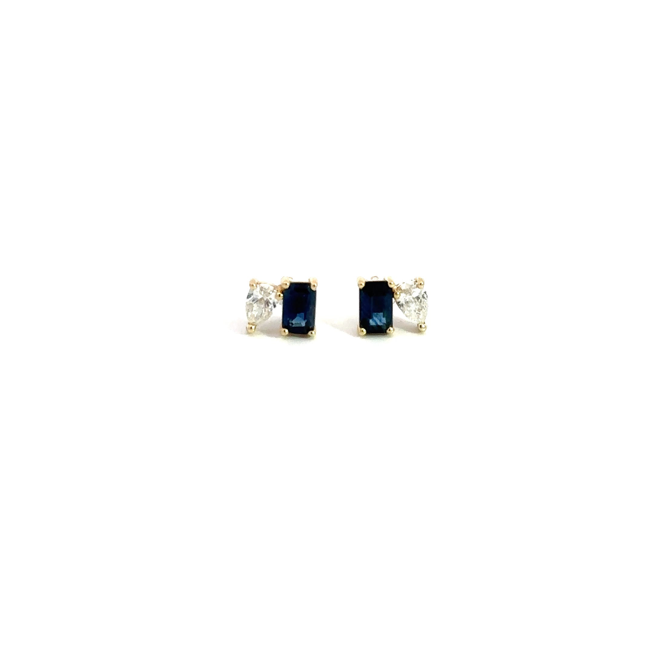 WD1017 14kt Gold Diamond & Blue Sapphire Stud