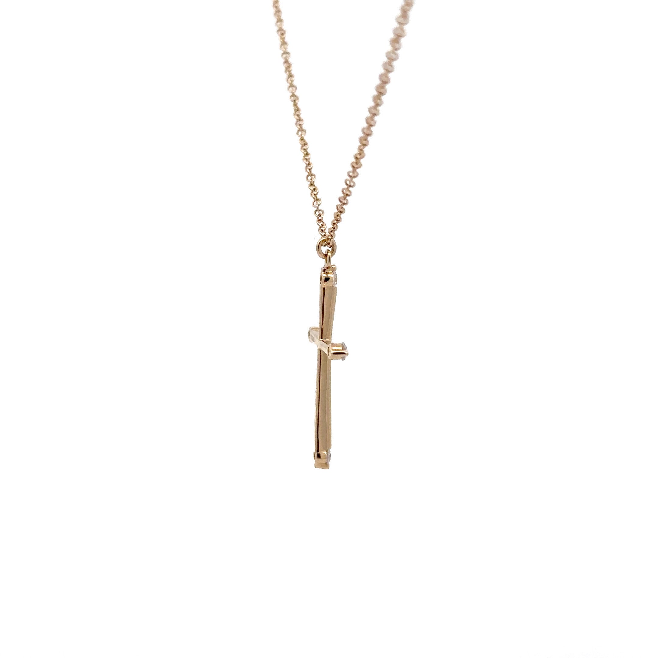 WD987 14kt Cross with diamond detail Necklace