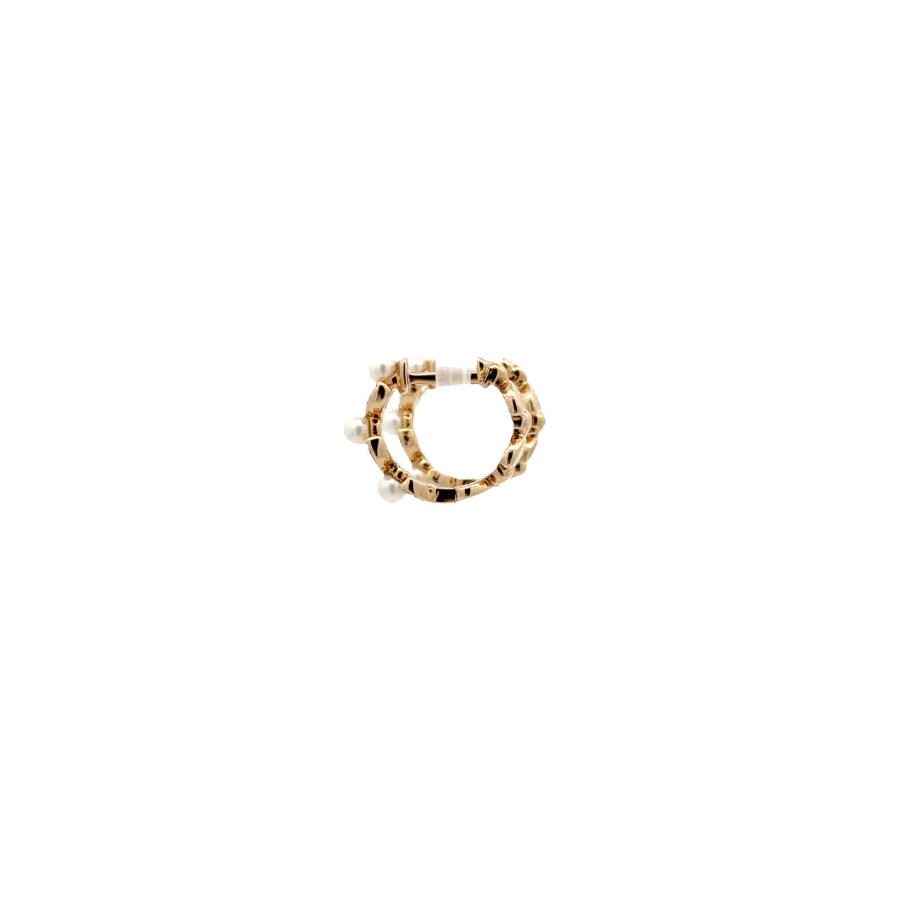WD1171 14kt Gold Diamond & Seed Pearl Hoops