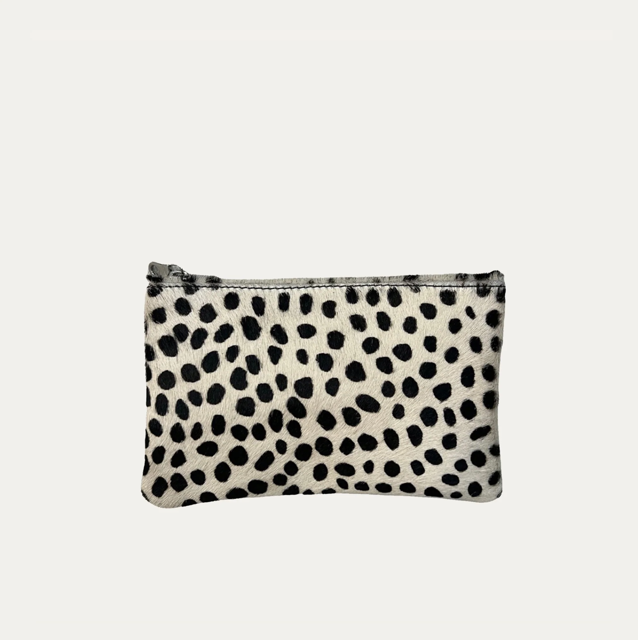 Pauly Pouch Organizer | Black and White Cheetah + Silver Hardware