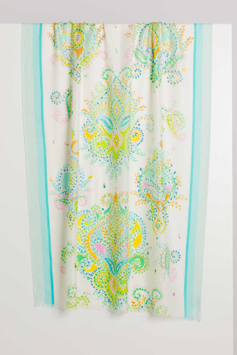 LSAS2-209iaqmt Kinross Paisley Print Scarf