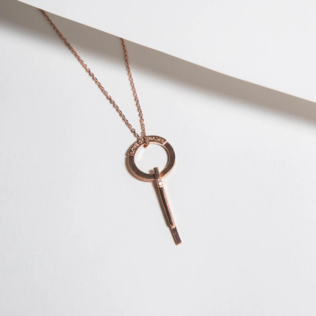 LG104 LOVE Grenades Sterling Silver Base with 14kt plating  Small Grenade Pin W/18inch linked chain