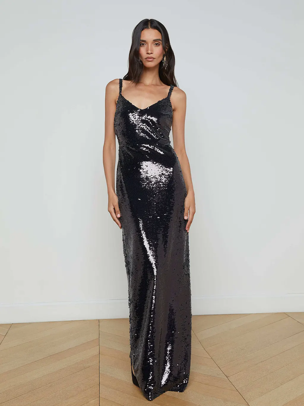 61442REoBk L'AGENCE Karma Sequin Maxi Dress
