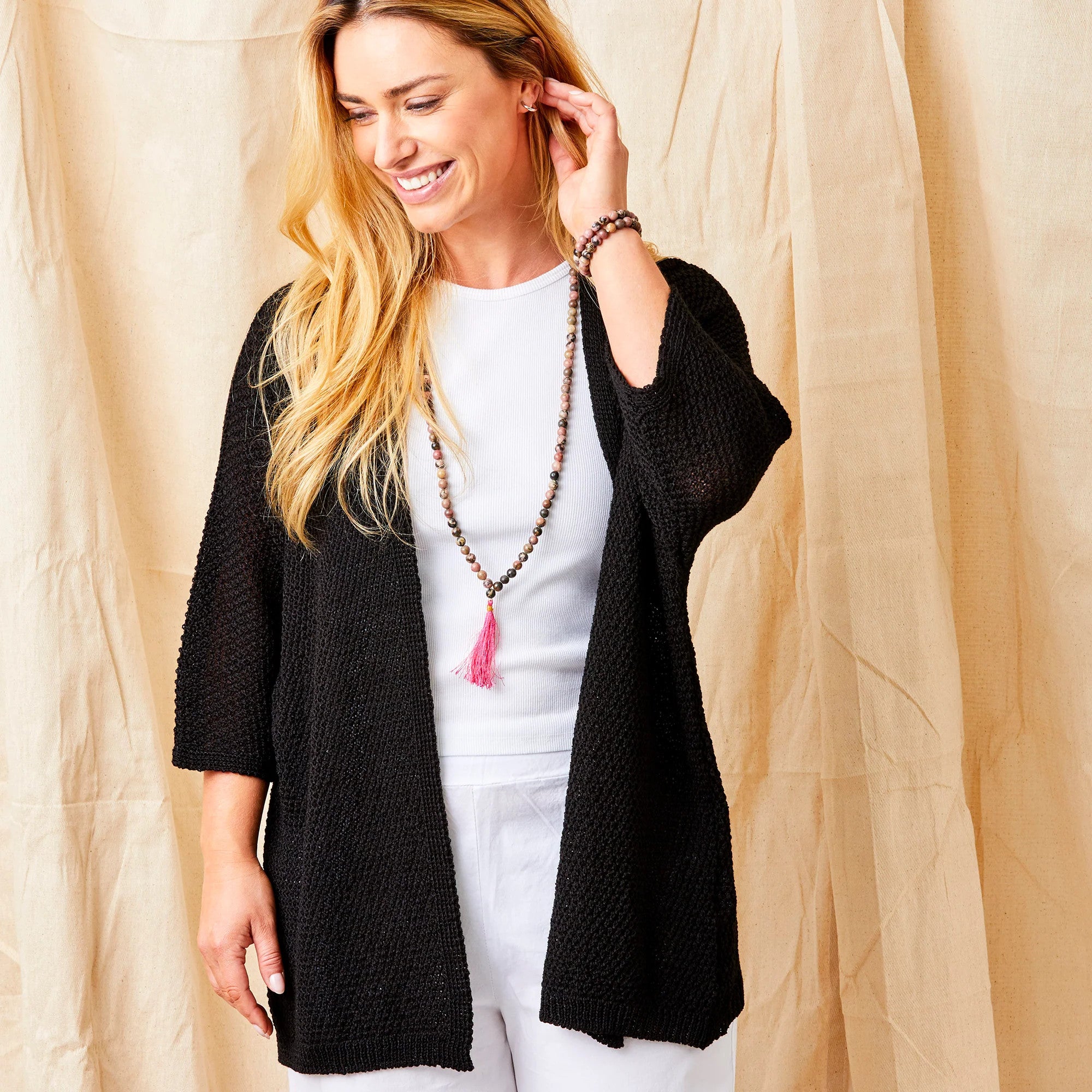 Ferelithb Suzy D Open Weave Knit Cardigan