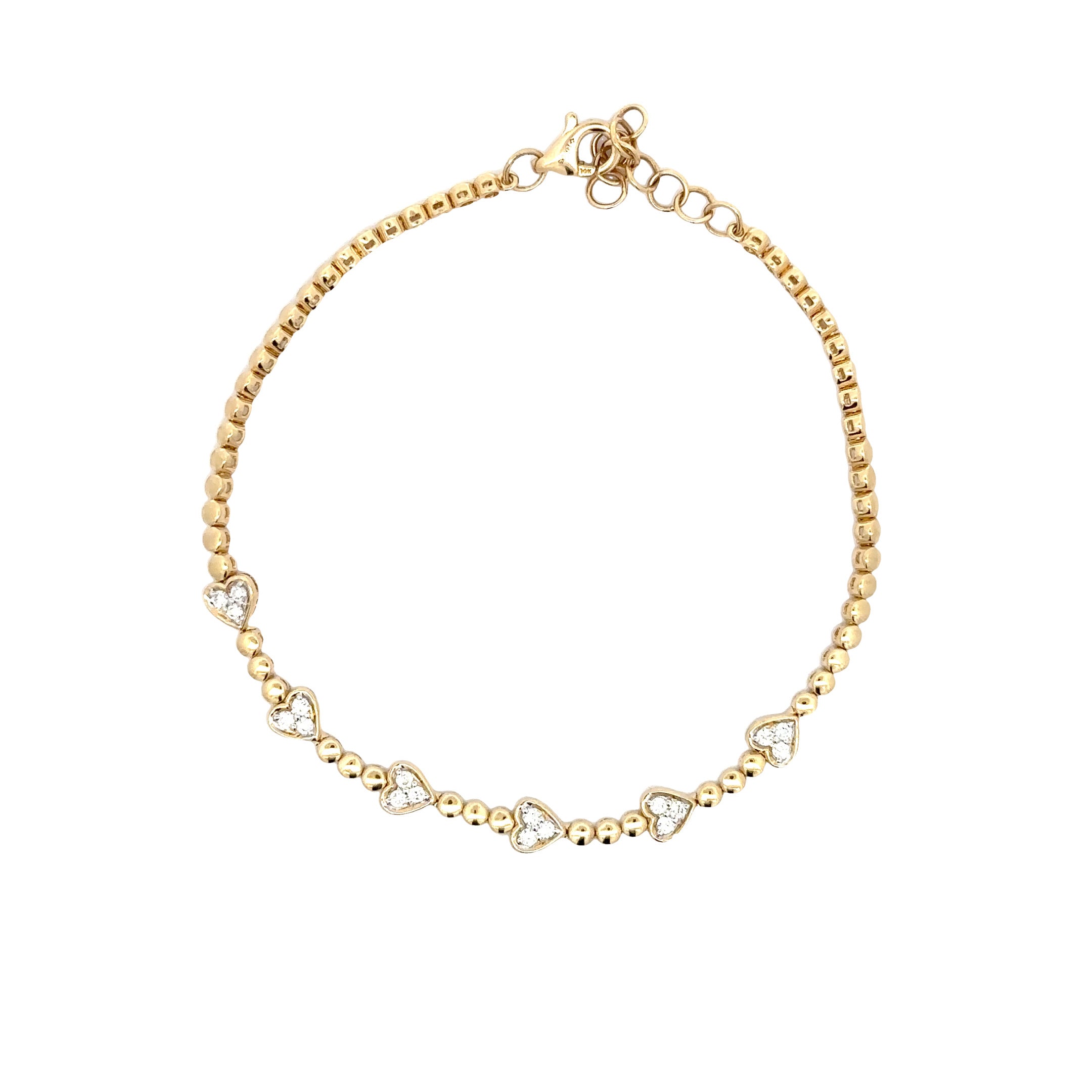 WD1255 14kt Gold Heart Bracelet with Diamond Detail