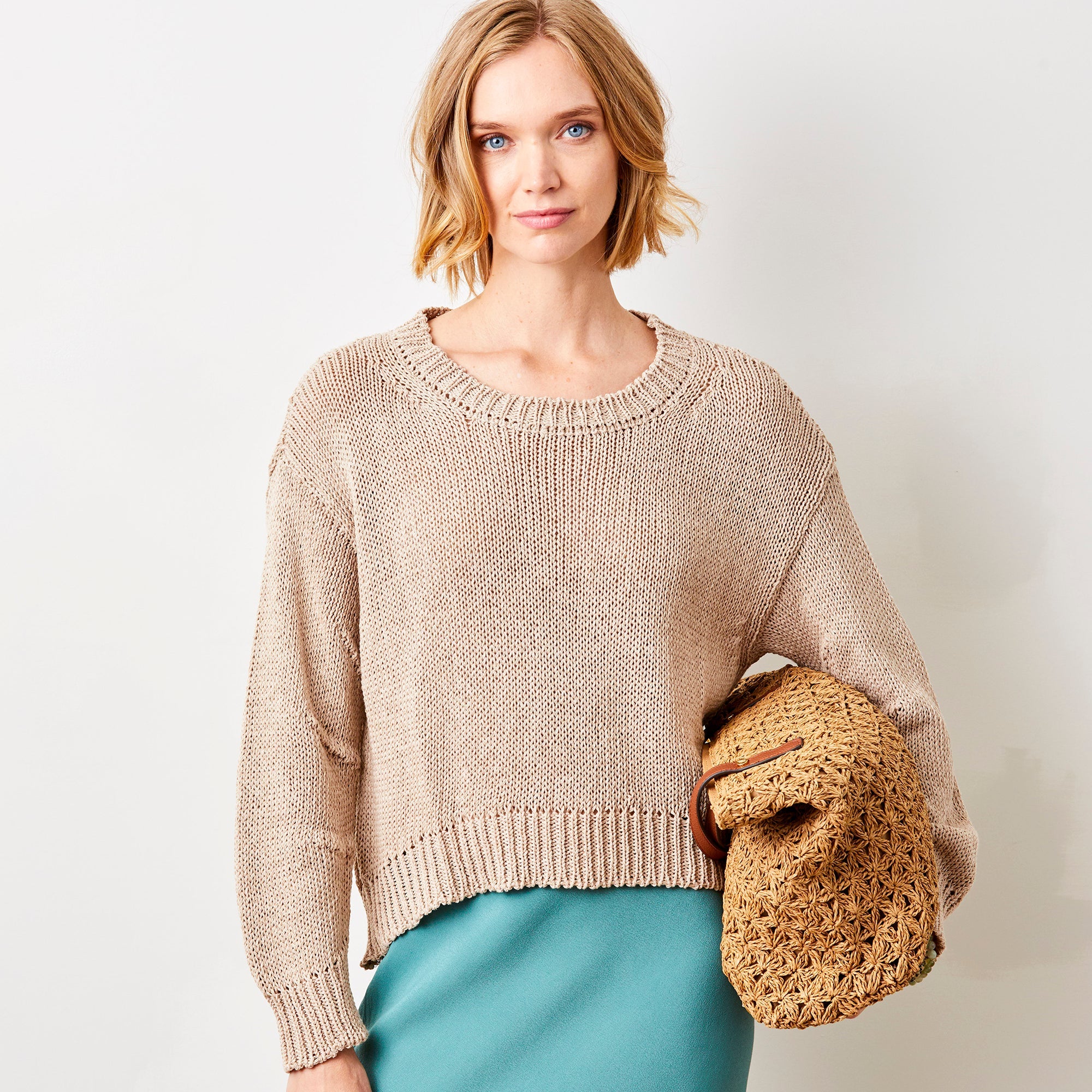 Wolfie Suzy D Curved Hem Cotton Sweater