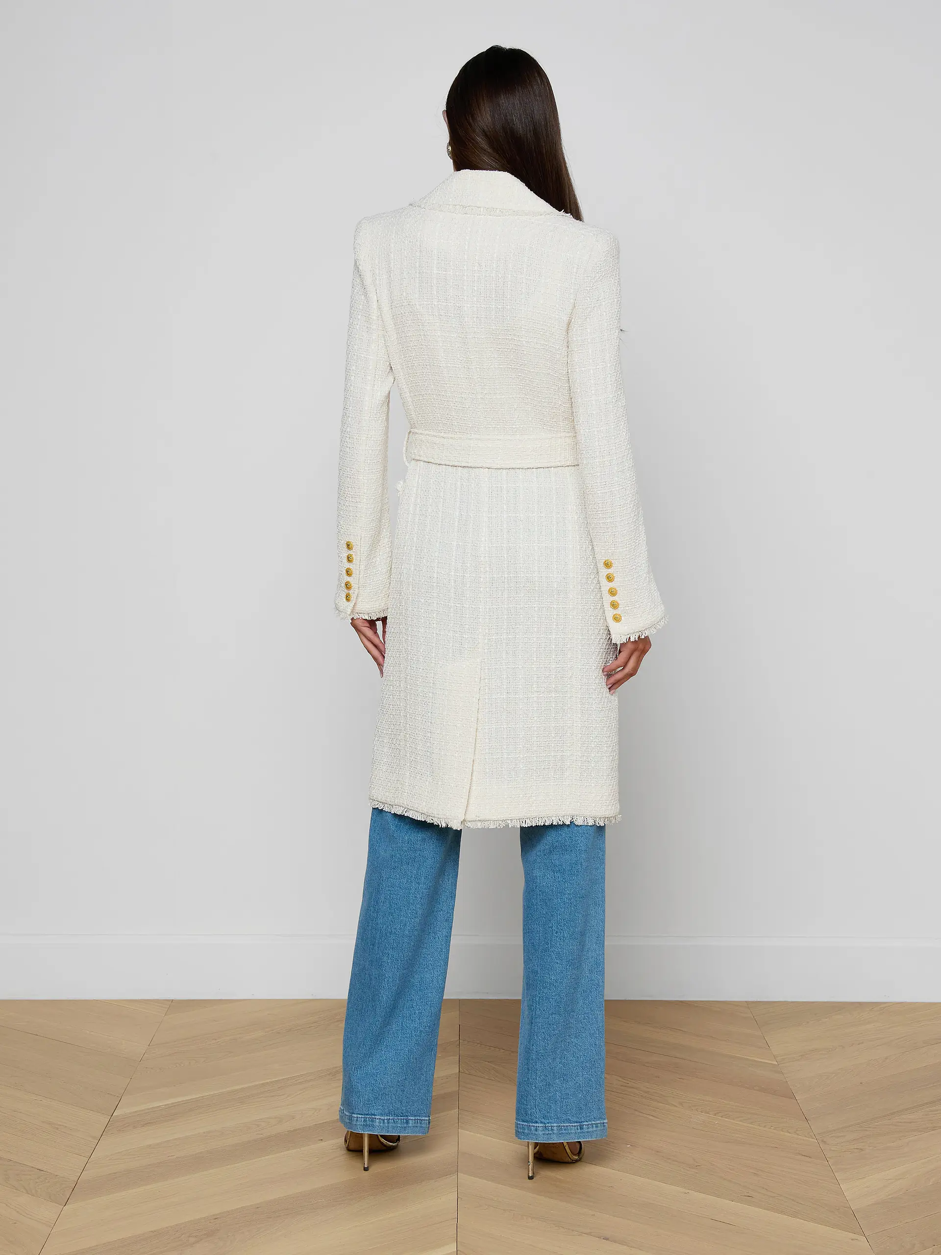 10047TRNvw L'AGENCE Cooper Tweed Trench Coat