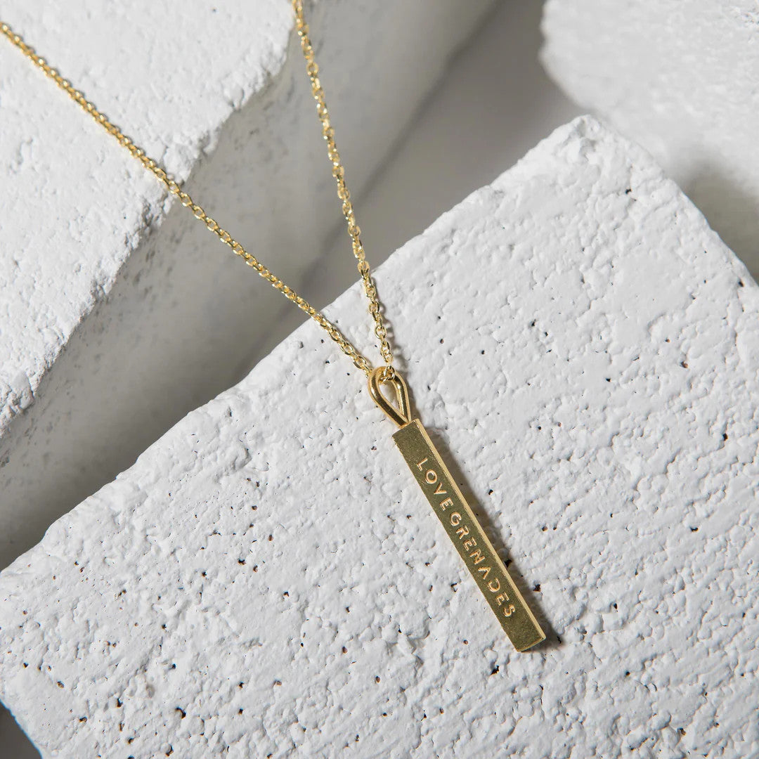 LG109 LOVE Grenades Sterling Silver Base with 14kt plating  TNT Stick W/18inch linked chain