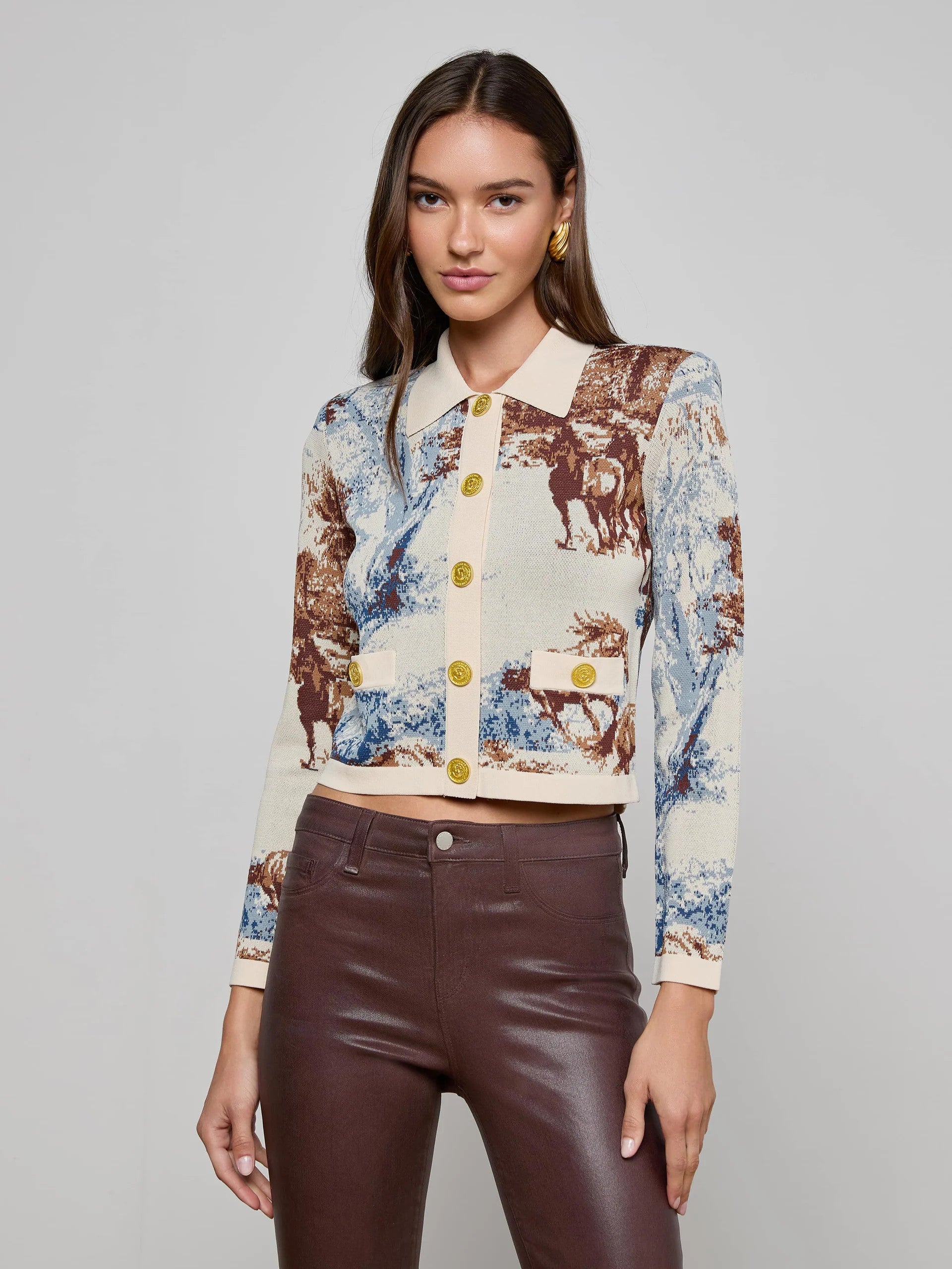80111NXO2tmw L'AGENCE Osiris Jacquard Cardigan