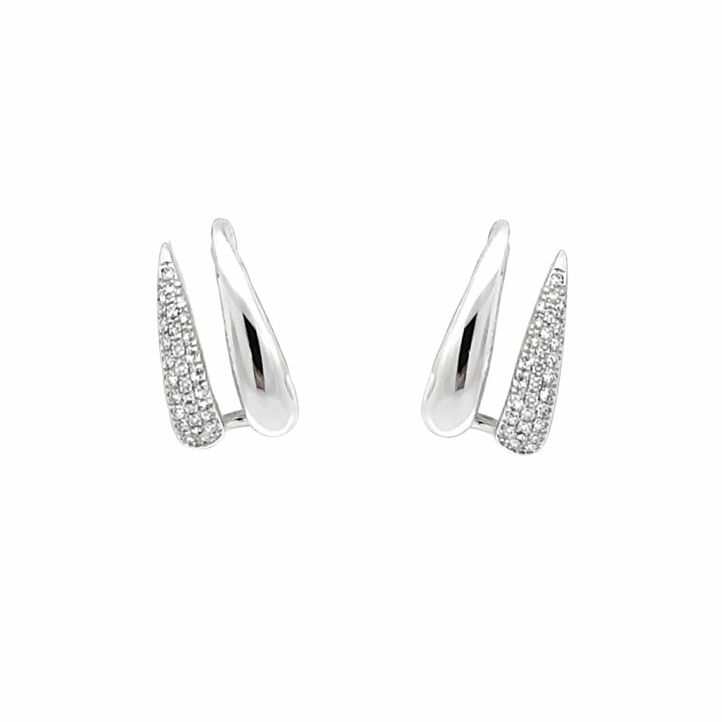 3366638 14kt White Gold Dual Wing Pavé Stud Earrings