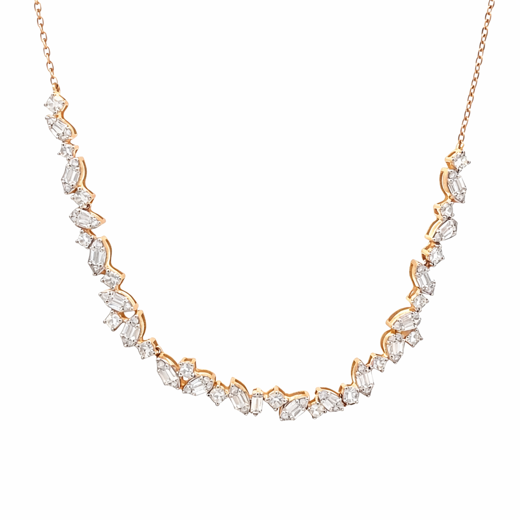 193466 14kt Gold Diamond Marquise Cut Necklace