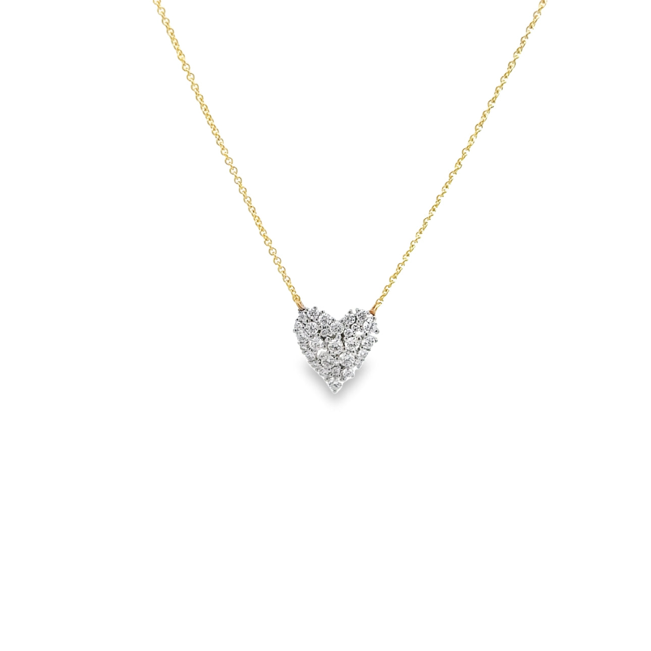 WD1303 14kt Multi Size Pave Diamond Heart Necklace