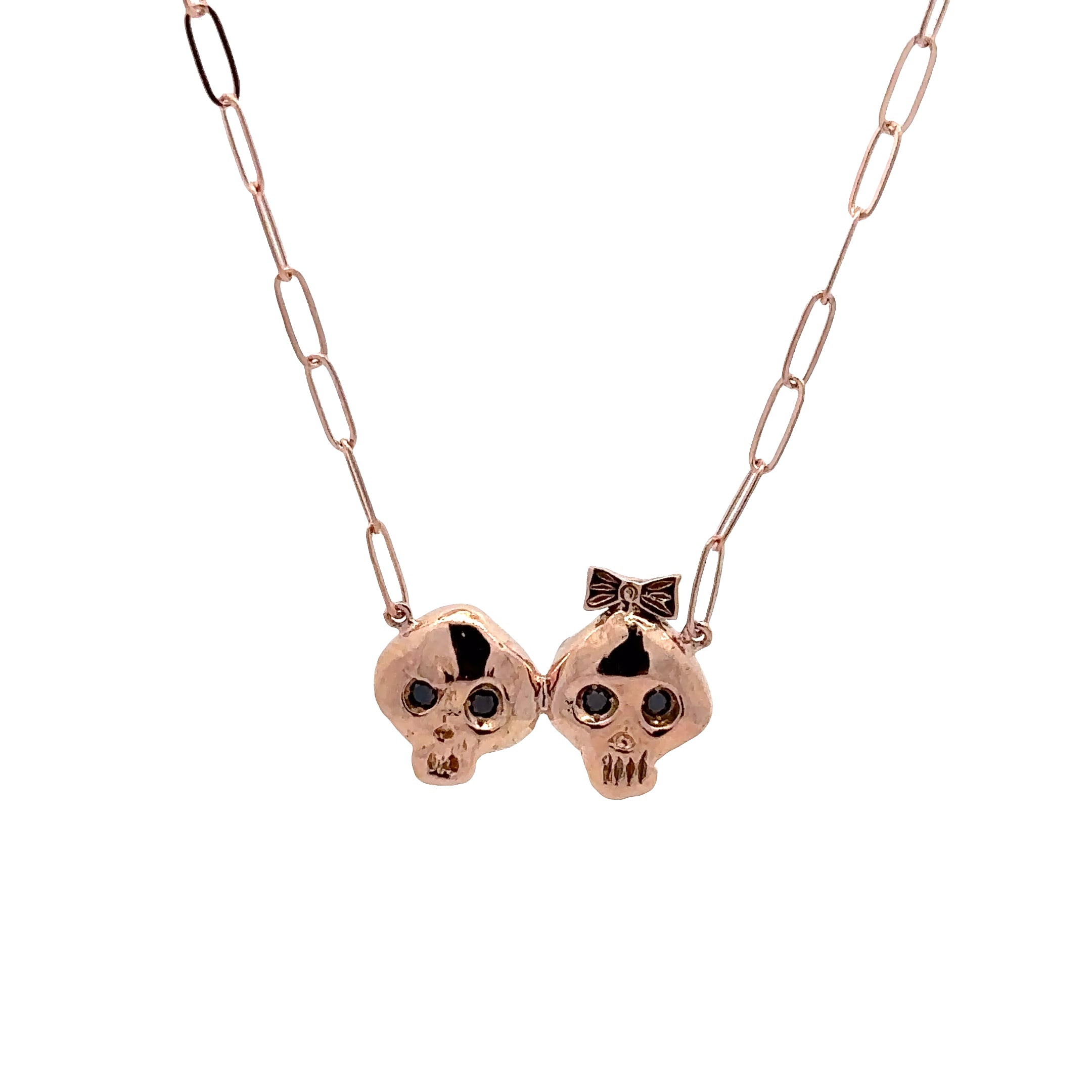 WD1814 14kt Gold Paper Link Chain Bonehead Necklace