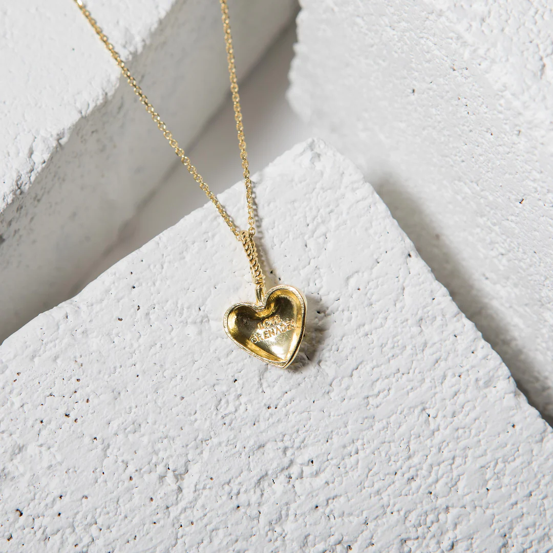 LG102 LOVE Grenades Sterling Silver Base with 14kt plating  Cherry heart Bomb W/18inch linked chain