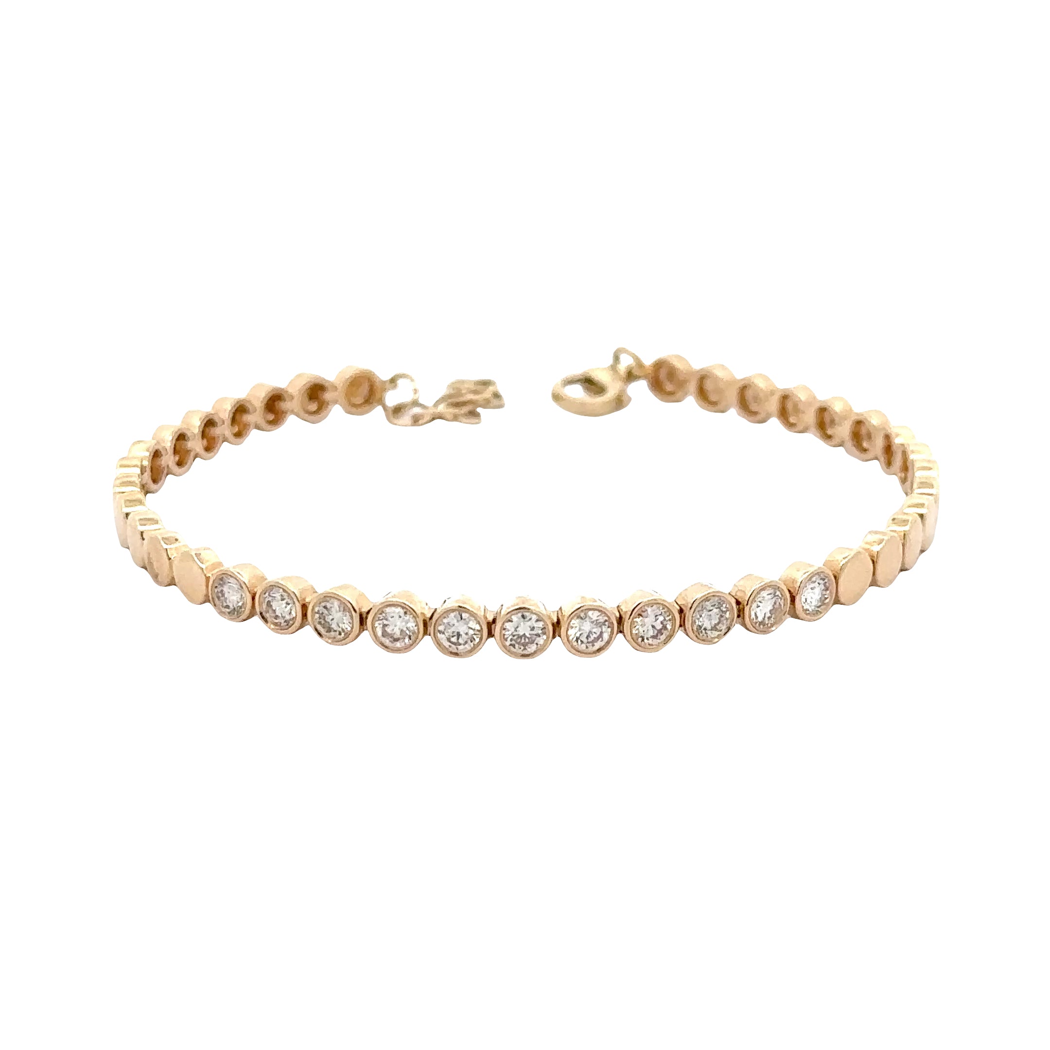 WD1893 14kt gold circle bracelet with bezel diamonds