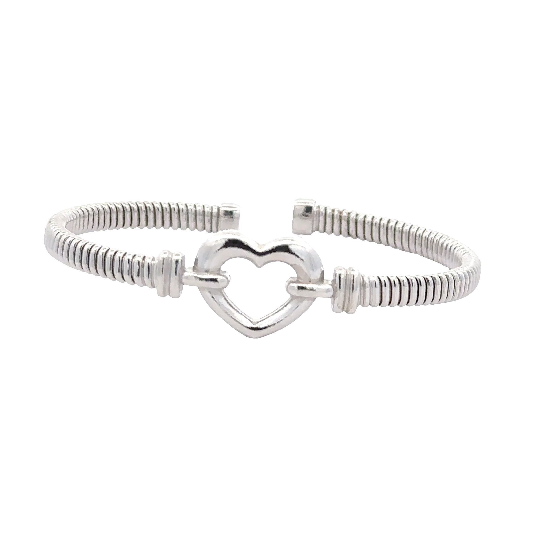 SSGAS107H Sterling Silver Cuff Bracelet with Heart Detail