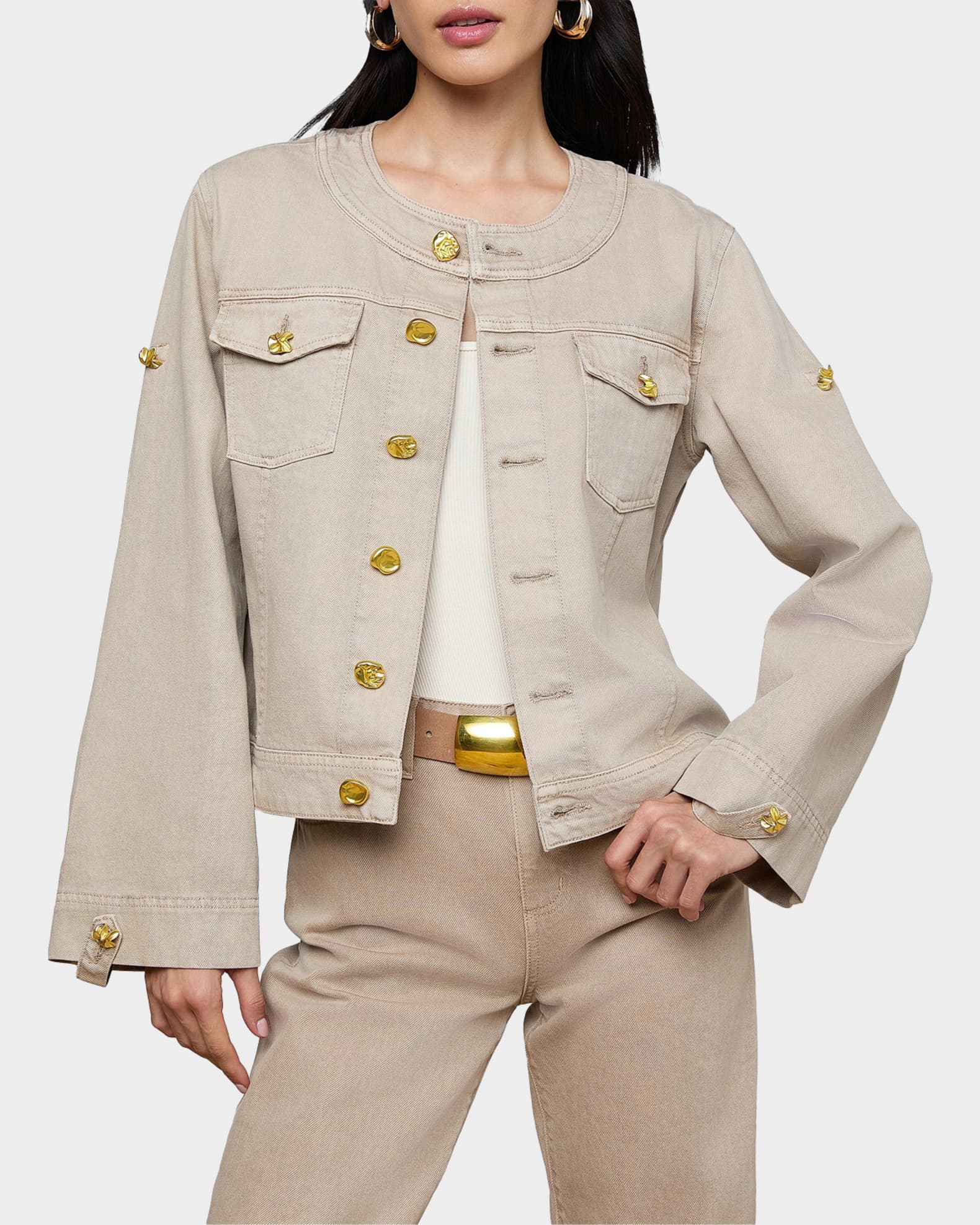 10015kdwB L'AGENCE Anouk Collarless Jacket