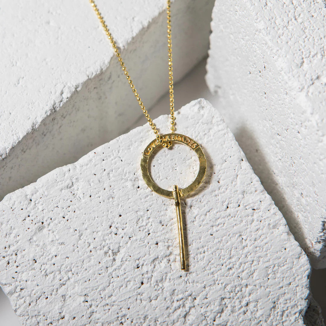 LG100 LOVE Grenades Sterling base with 14kt plating Large Grenade Pin w 30inch ball chain.