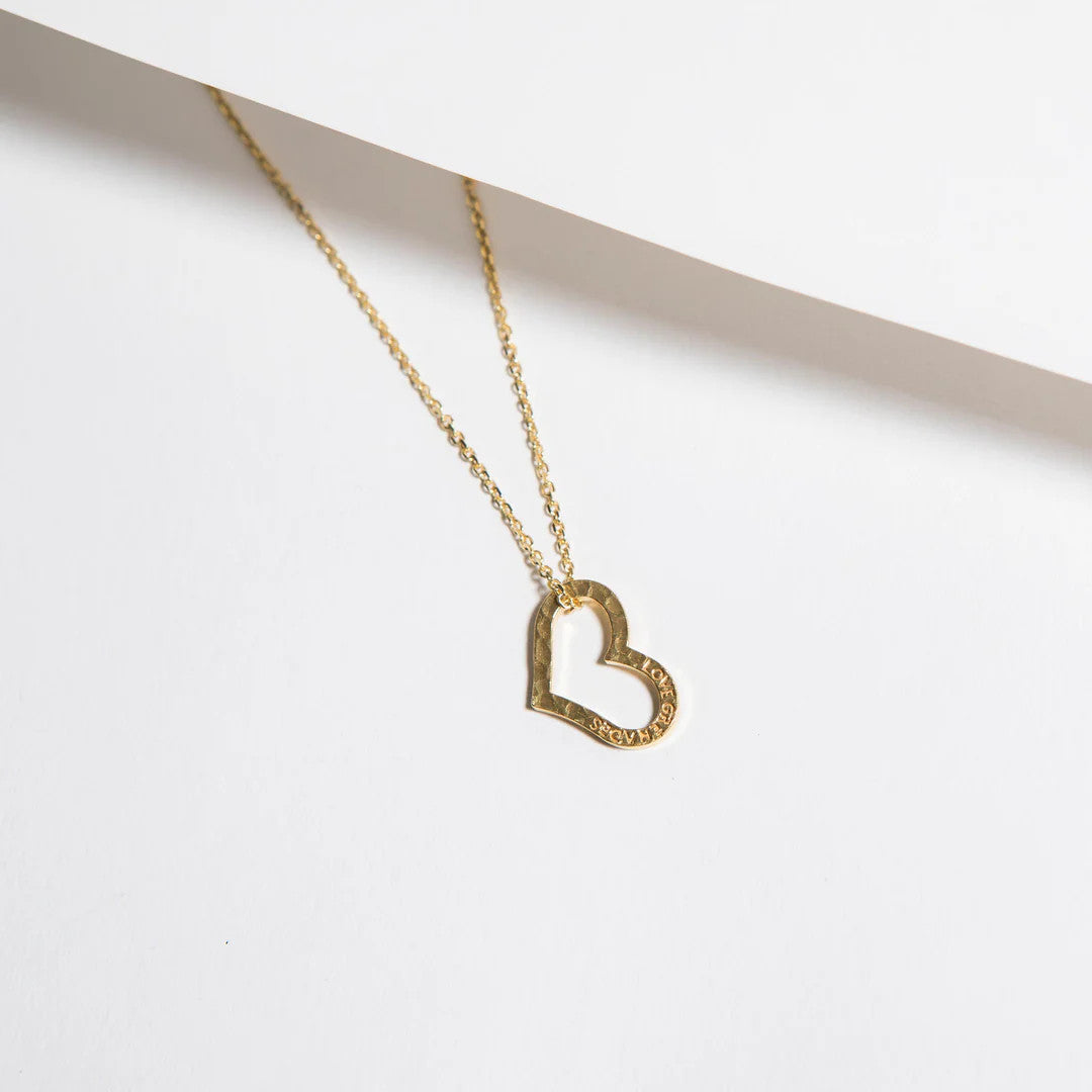 LG103 LOVE GRENADES Small open heart Necklace on 18inch chain