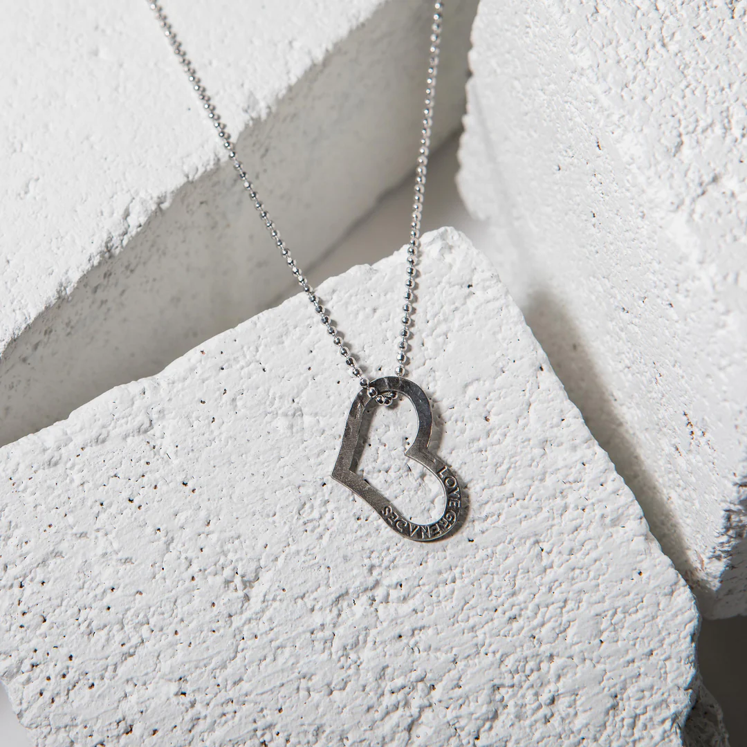 LG103 LOVE GRENADES Large open heart Necklace