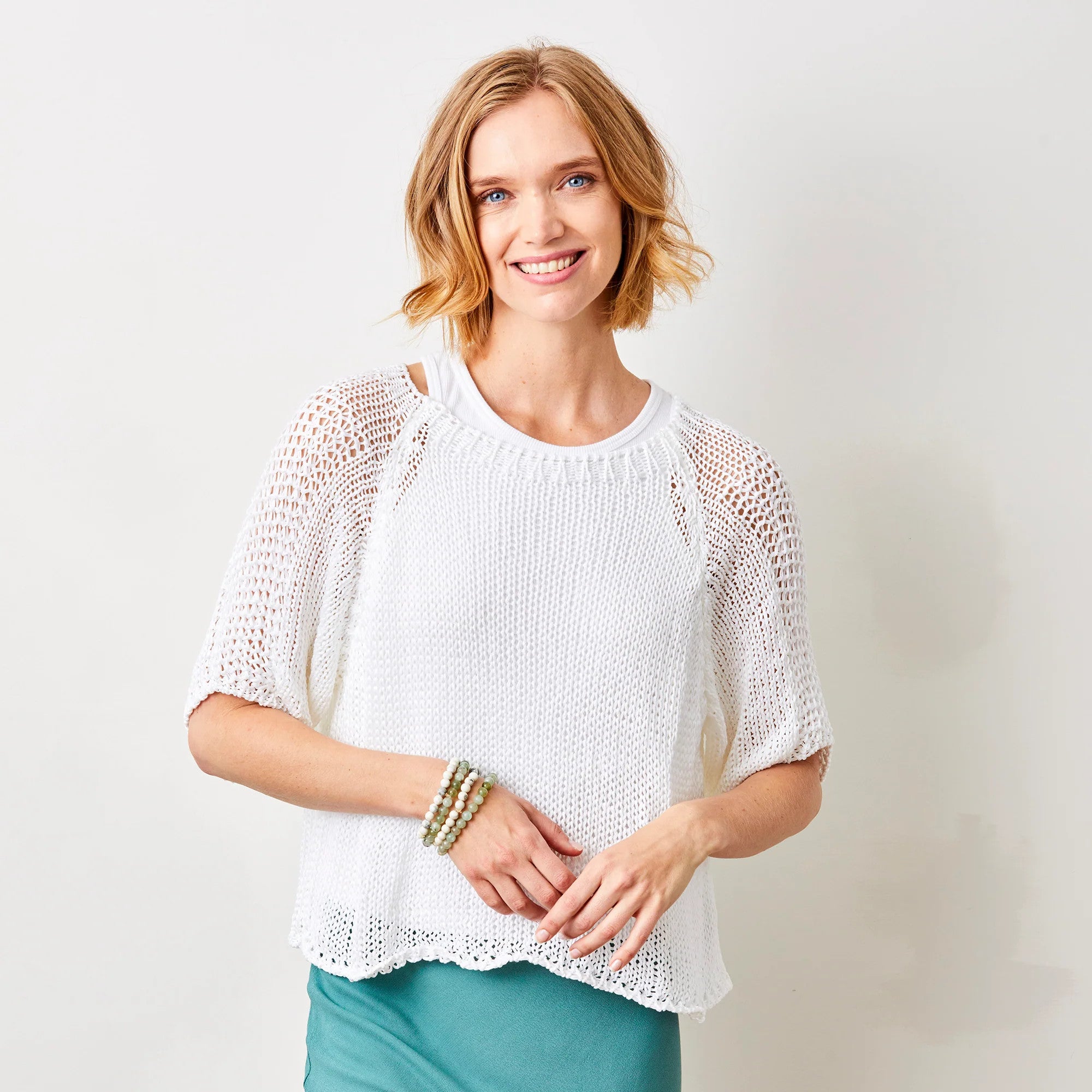 Jackyw Suzy D Cotton Crochet Knit Sweater