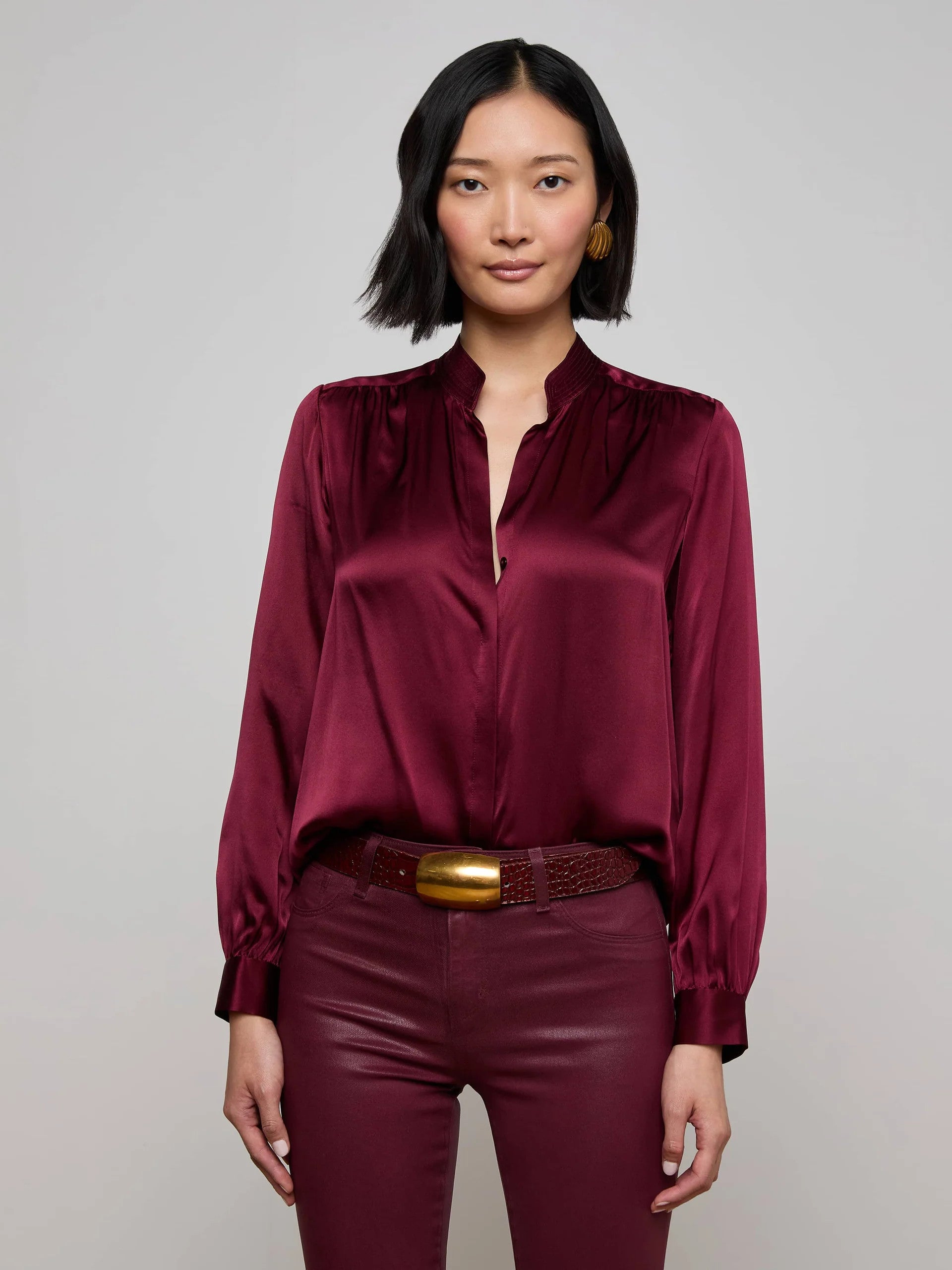 4490CLWdp L'AGENCE Biana Silk Blouse