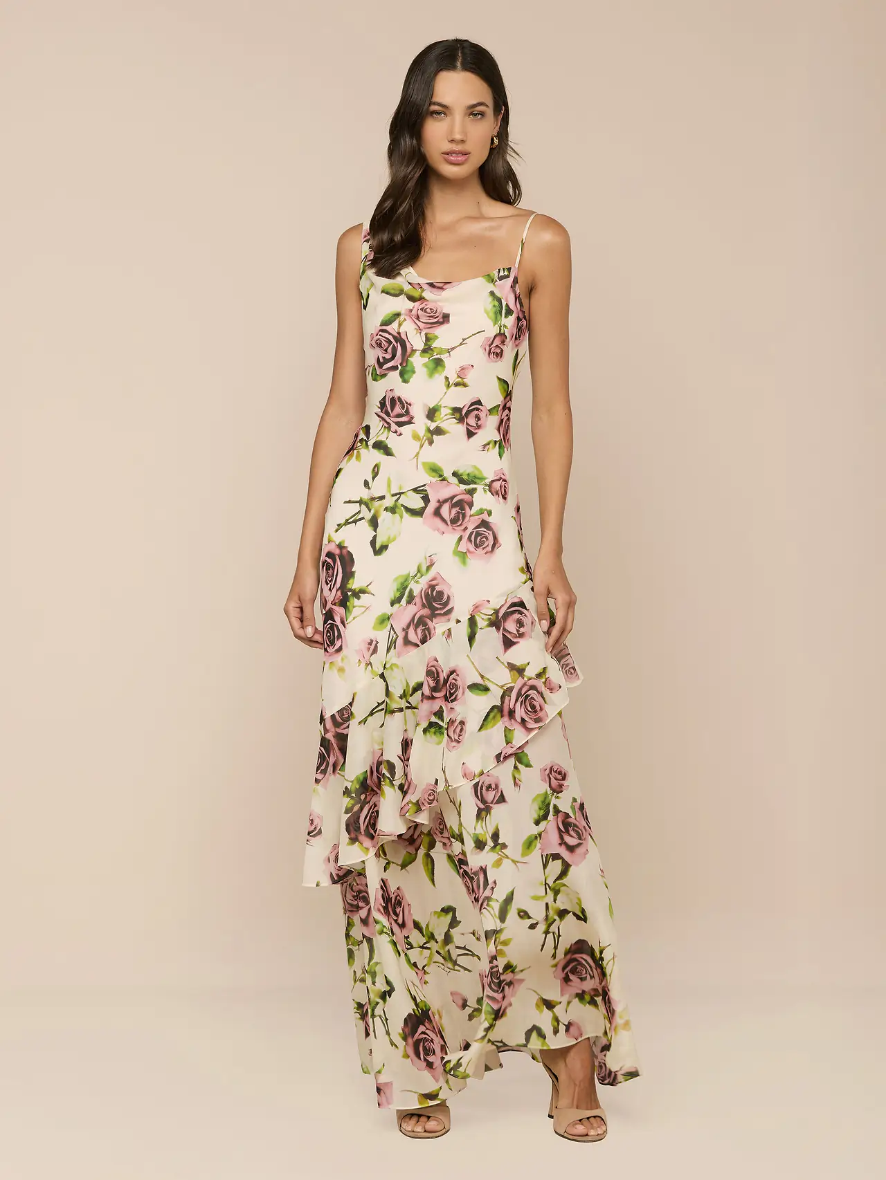 61381RUG L'AGENCE Viola Silk Cowl-Neck Gown