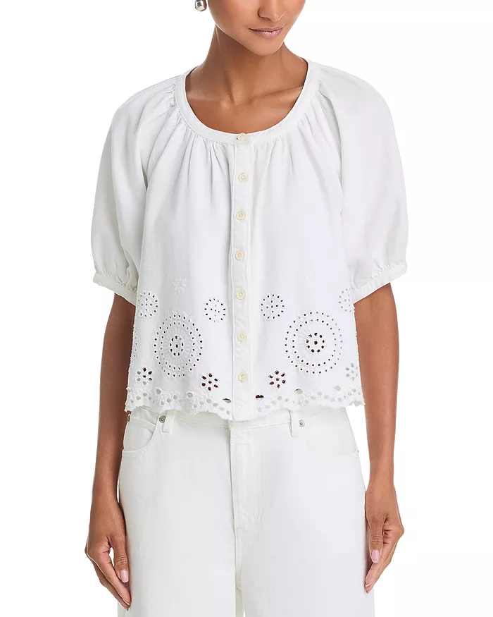 7067em182 Frame The Resort Eyelet Shirt