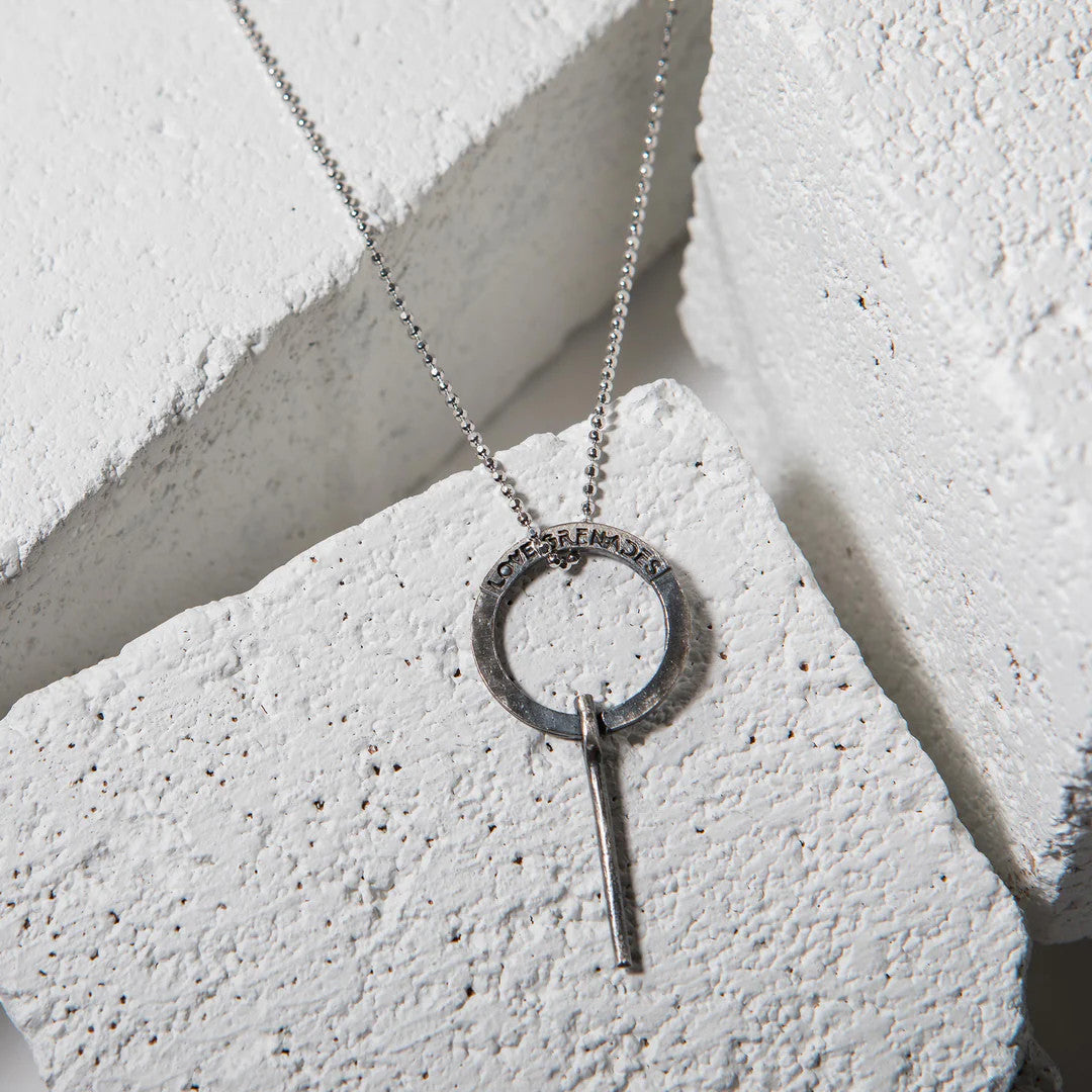 LG100 LOVE Grenades Sterling base with 14kt plating Large Grenade Pin w 30inch ball chain.