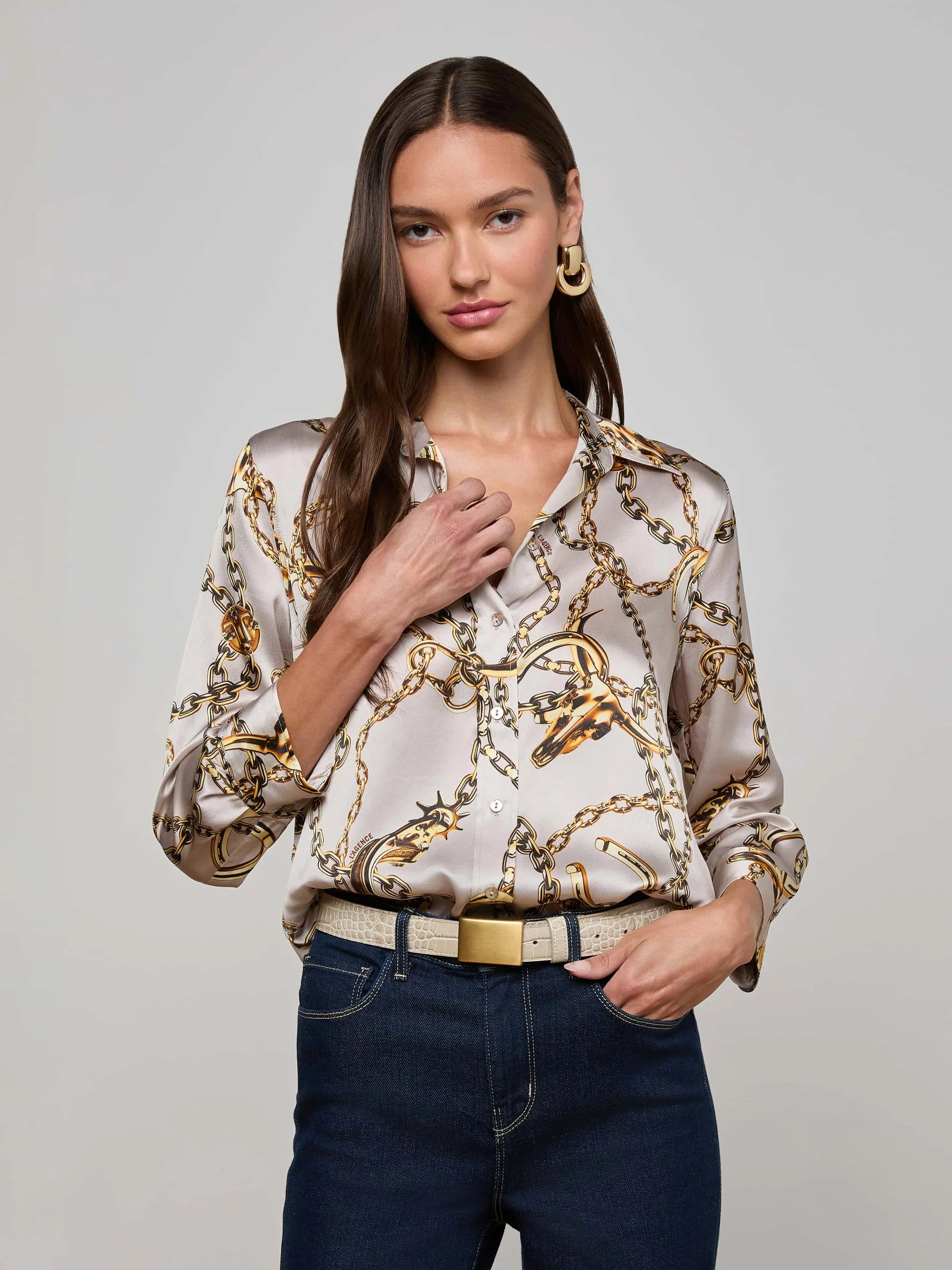 40126BHCsgl L'AGENCE Dani Silk Blouse